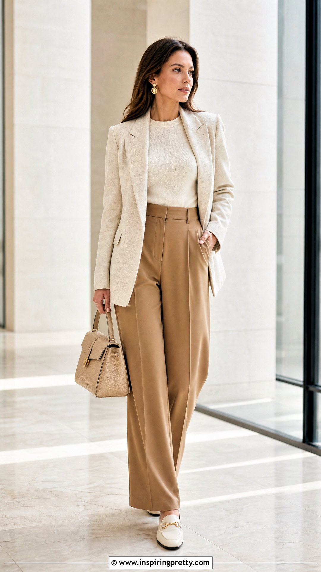 Monochrome Beige Pants Outfit - 50 top for women outfit ideas