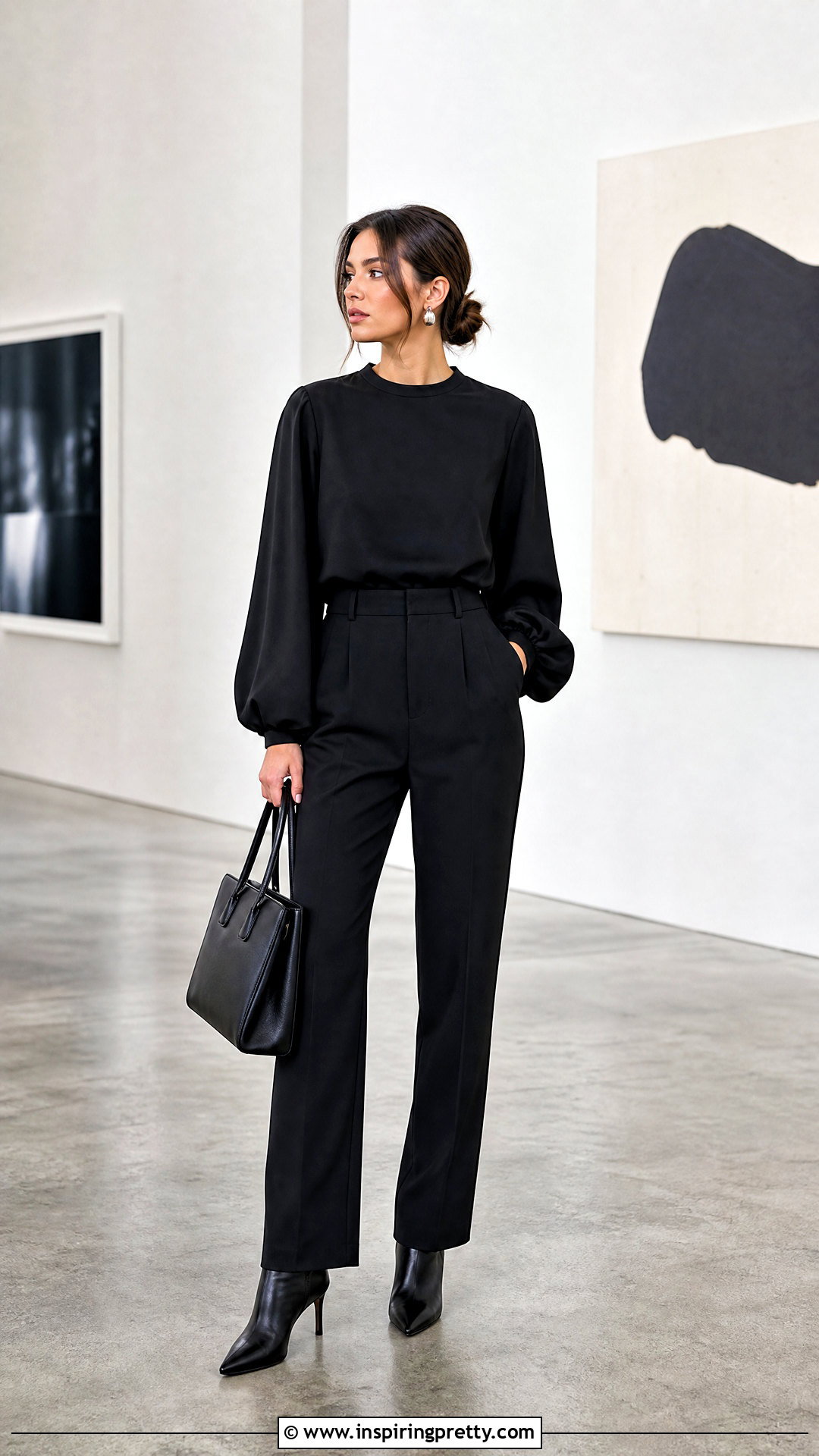 Monochrome Black Balloon Top Outfit - 50 balloon top outfit ideas