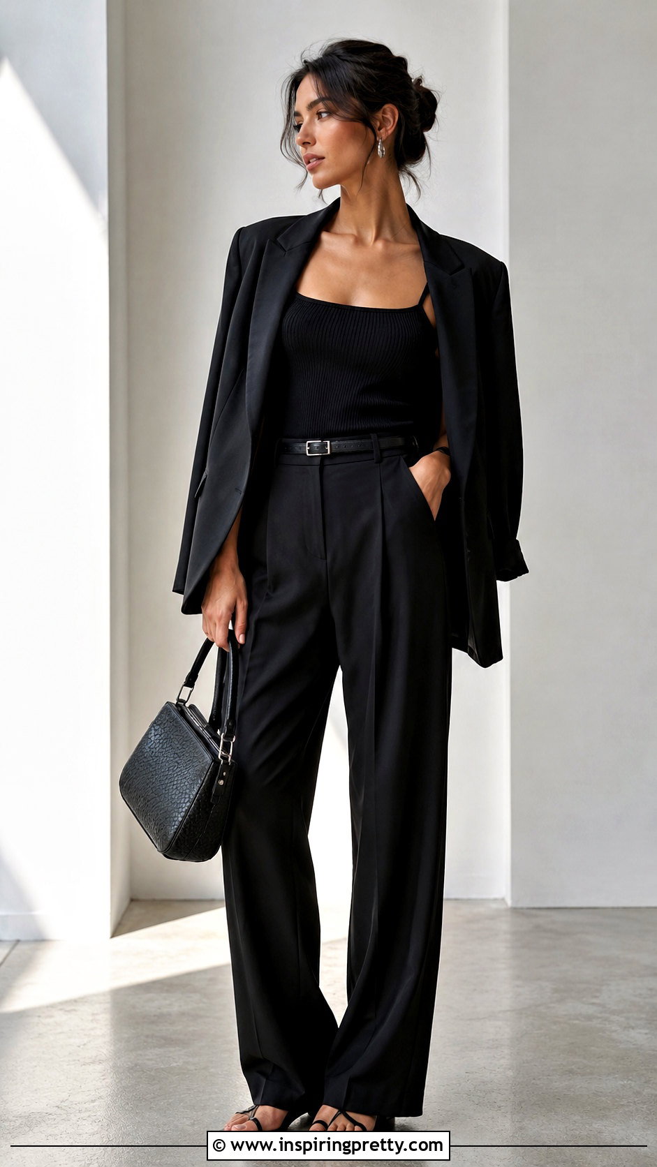 Monochrome Black Strappy Top Outfit - 50 strappy top outfit ideas