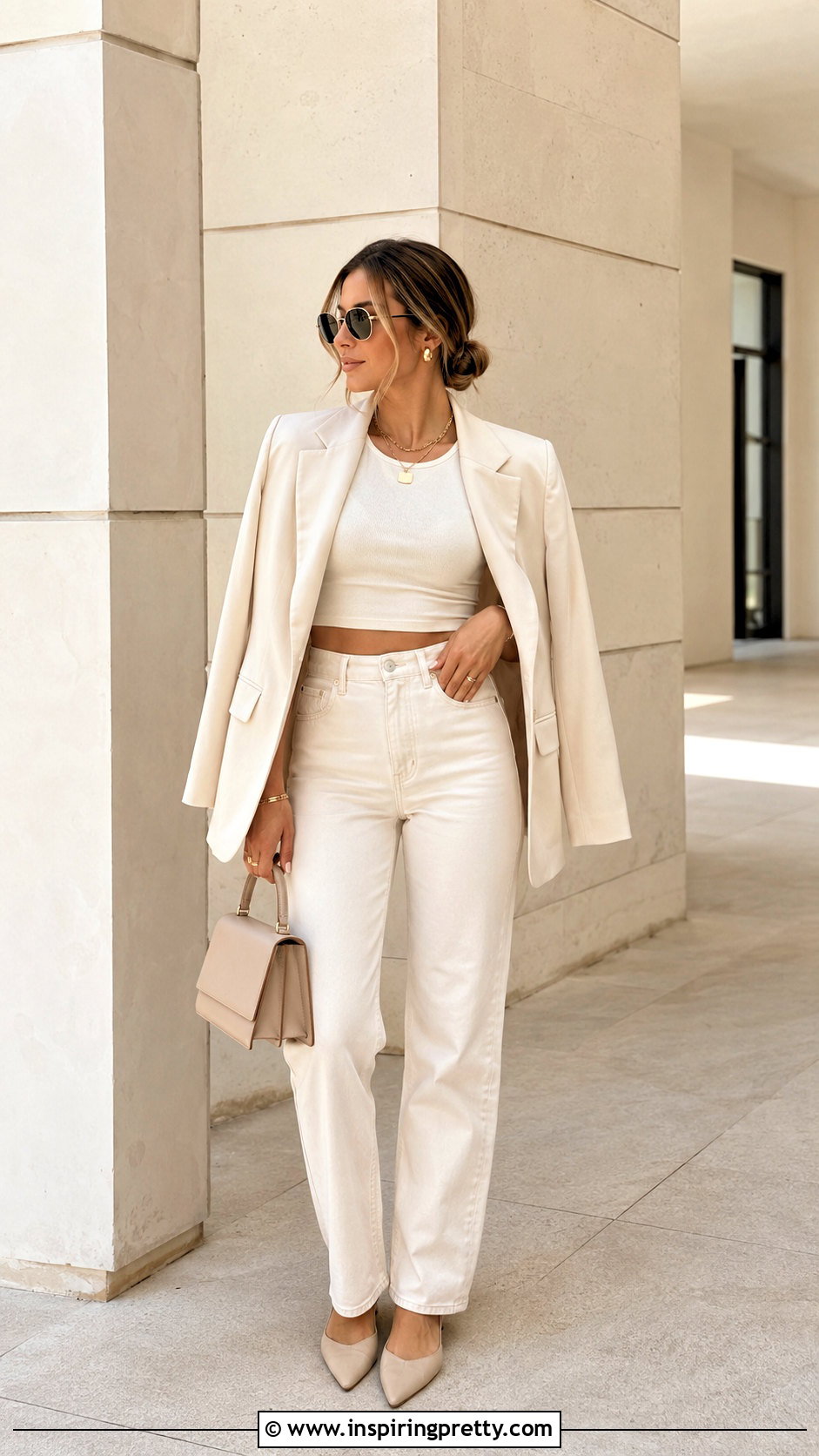 Monochrome Blazer Crop Top Jeans - 20 blazer with crop top and jeans