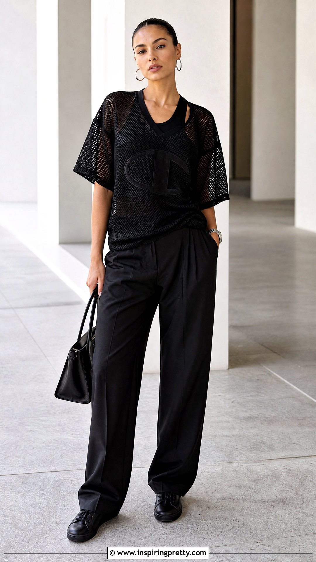 Monochrome Champion Mesh Top Outfit - 20 Champion Mesh Top outfit ideas
