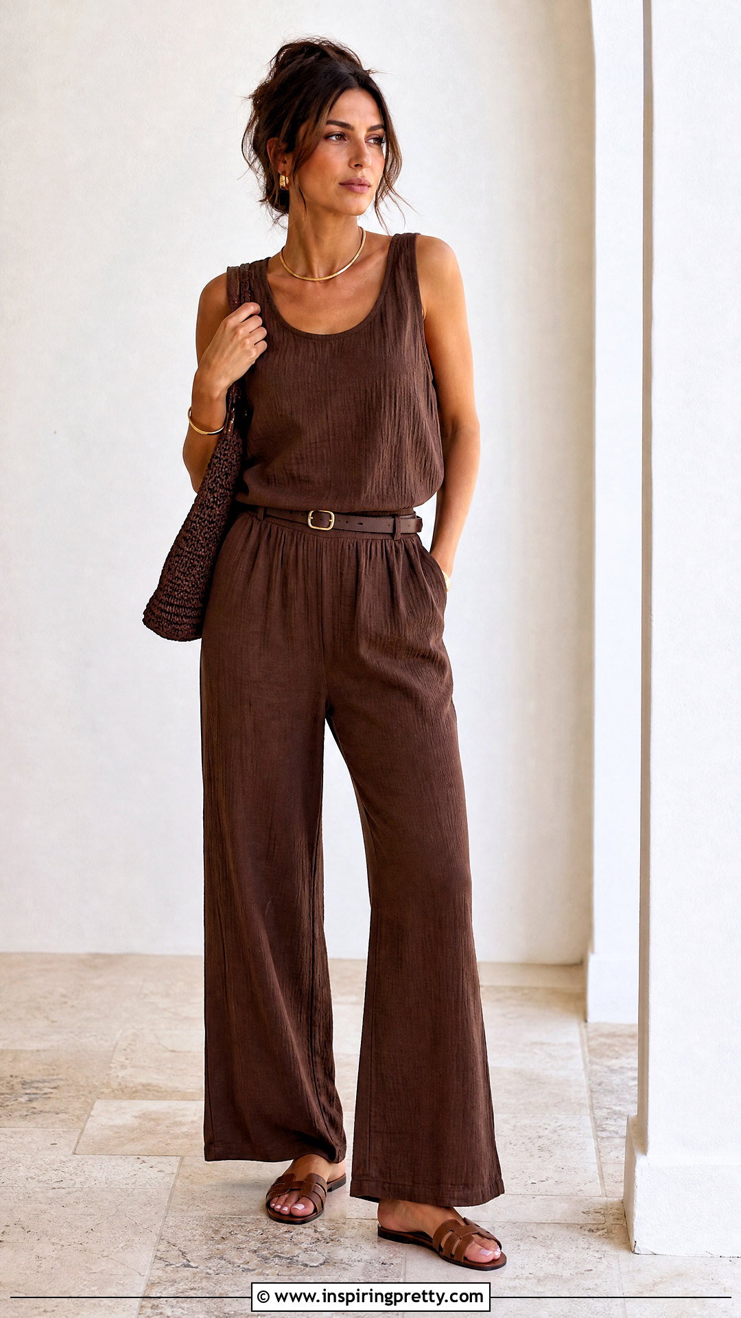 Monochrome Crinkle Tank Top Outfit - 25 Crinkle Tank Top outfit ideas