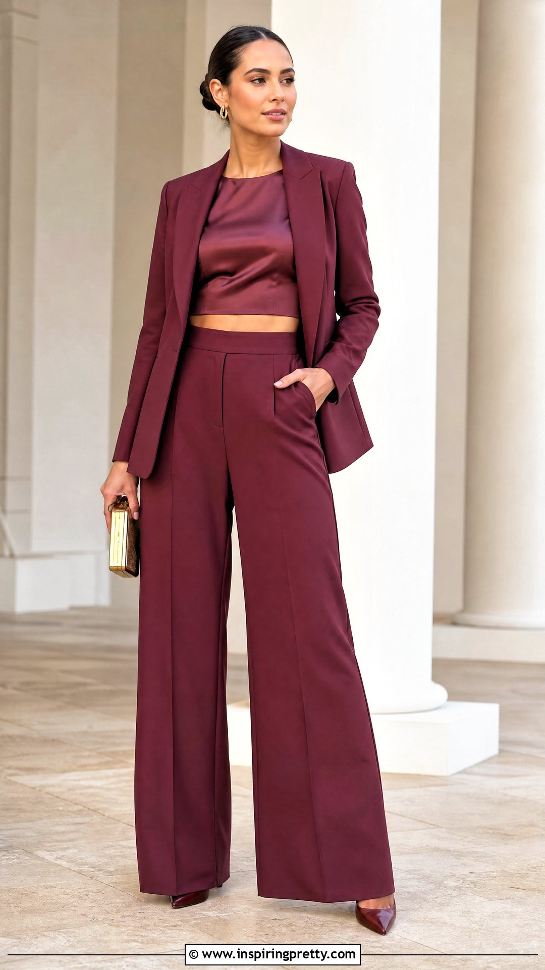 Monochrome Crop Top And Pants Wedding Outfit - 25 crop top pants wedding ideas