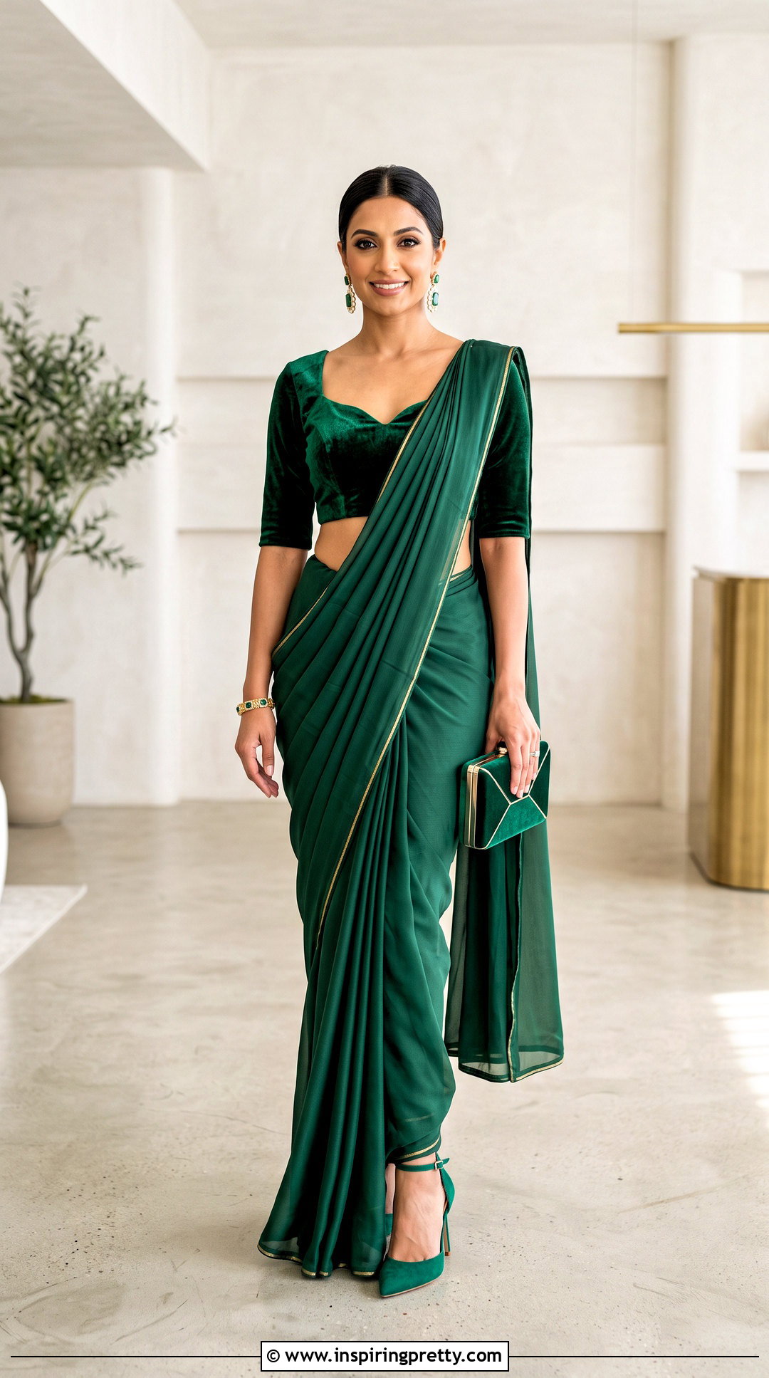 Monochrome Crop Top Blouse With Saree - 50 latest crop top blouse designs