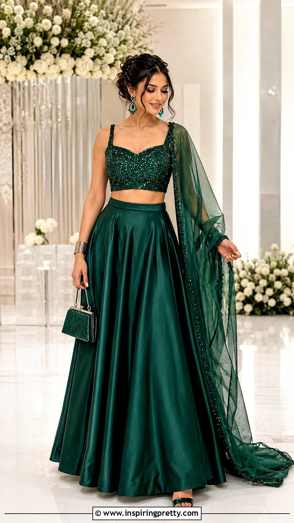 Monochrome Crop Top Lehenga - 50 Crop Top Designs For Lehenga Ideas