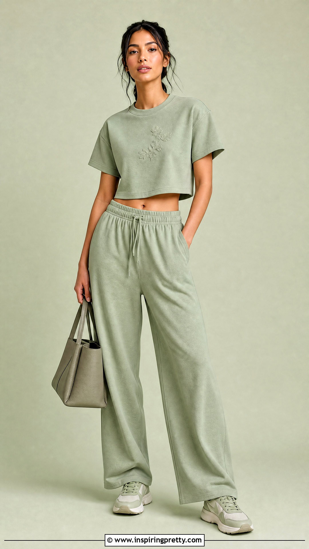 Monochrome Crop Top Mockup With Matching Pants - 50 crop top mockup ideas