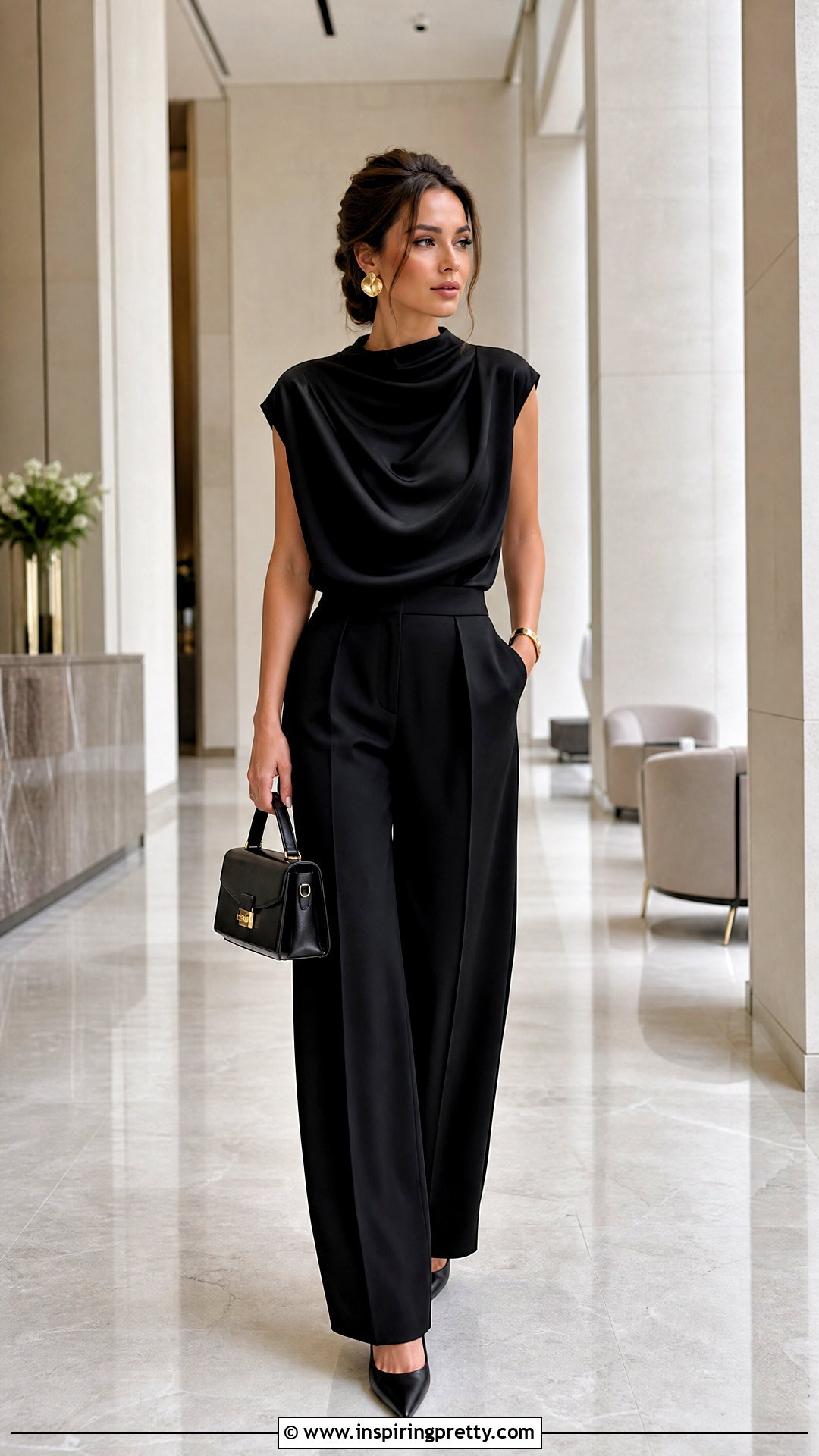 Monochrome Fancy Top And Trousers - 50 fancy top outfit ideas