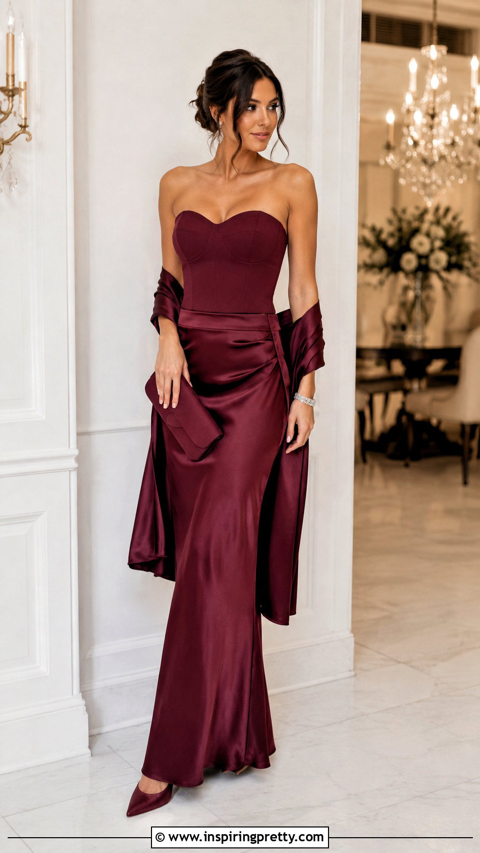 Monochrome Formal Bustier Top With Maxi Skirt - 25 Formal Bustier Top outfit ideas