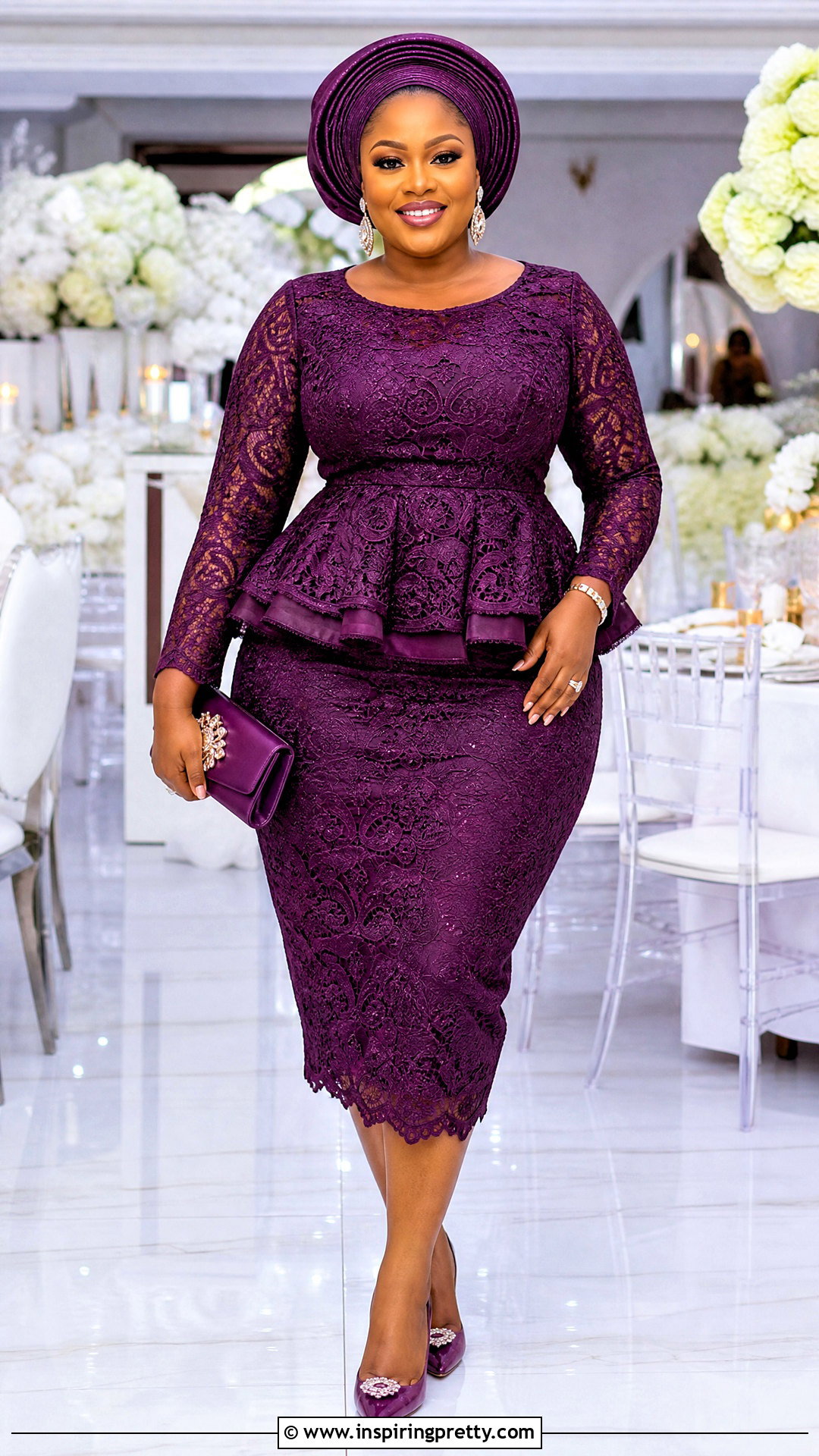 Monochrome Lace Peplum And Pencil Skirt - 50 skirt and top lace styles