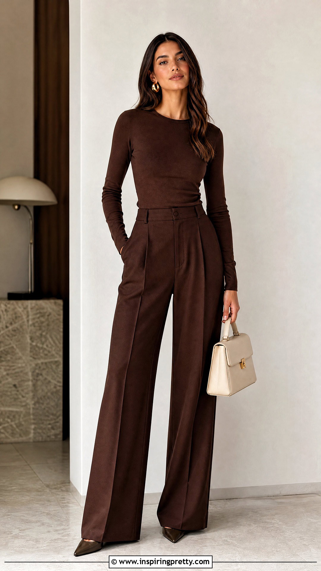 Monochrome Long Sleeve Top With Matching Pants - 50 long sleeve top outfit ideas