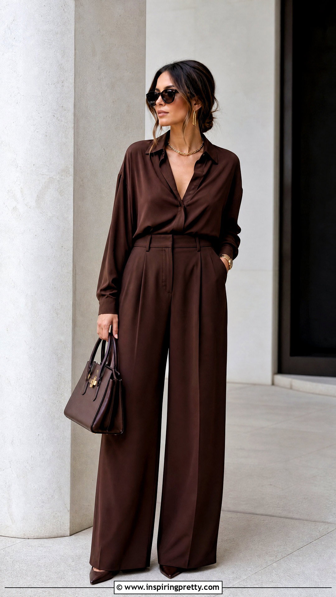 Monochrome Loose Top And Pants Outfit - 50 loose top outfit ideas