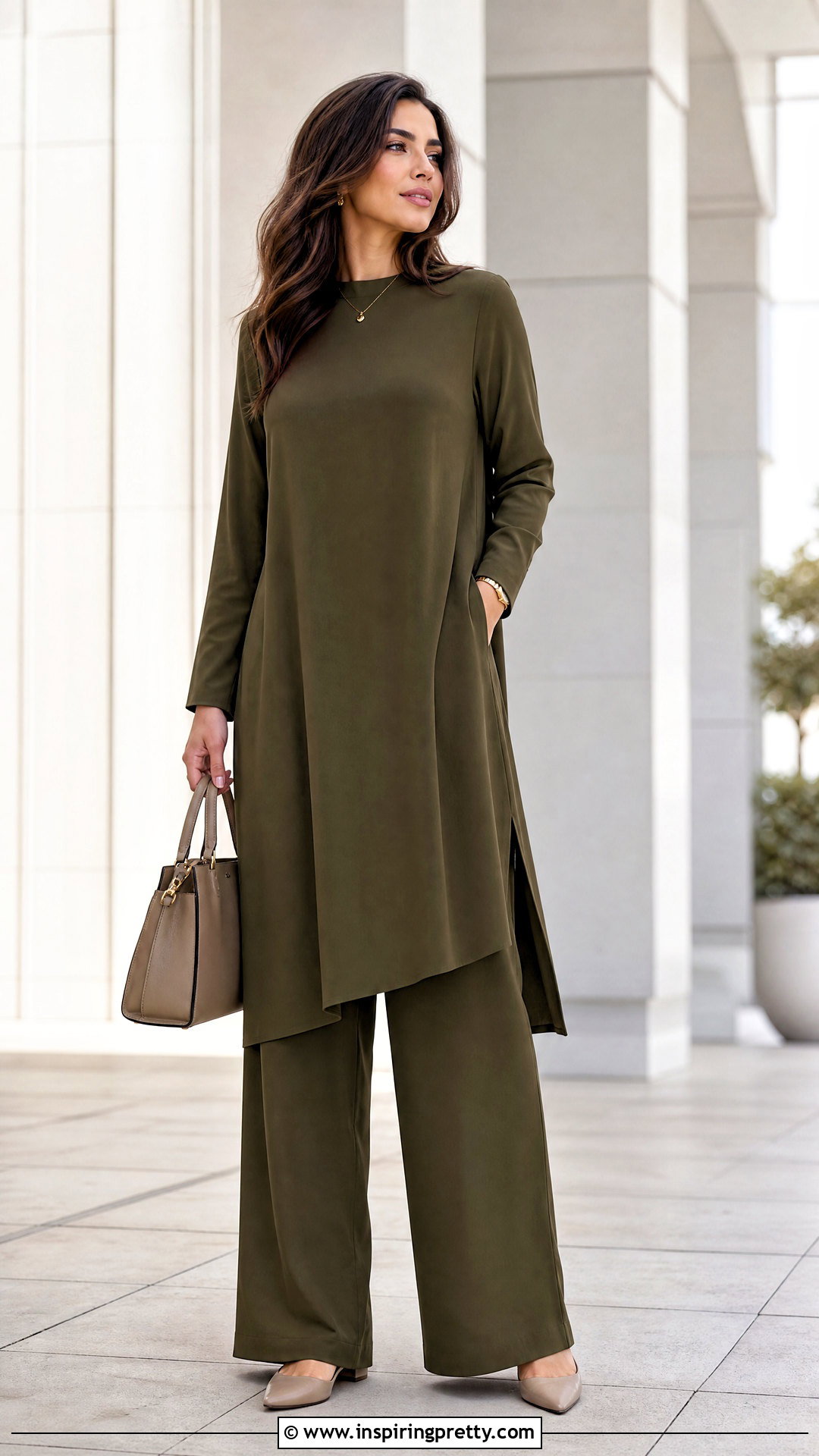Monochrome Modest Tunic With Matching Trousers - 50 modest tops for women