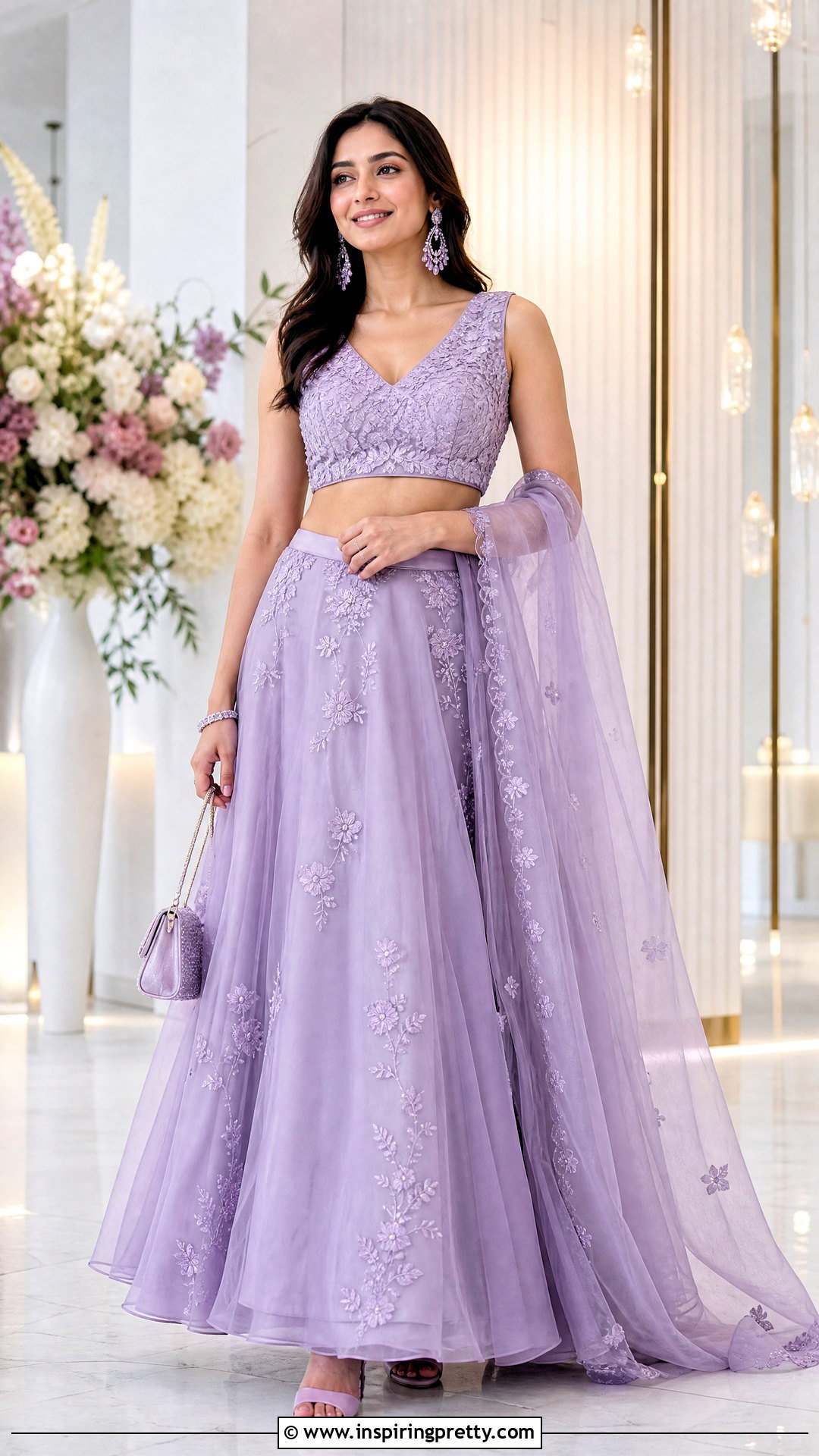 Monochrome Organza Crop Top Lehenga Outfit - 50 organza crop top lehenga outfit ideas