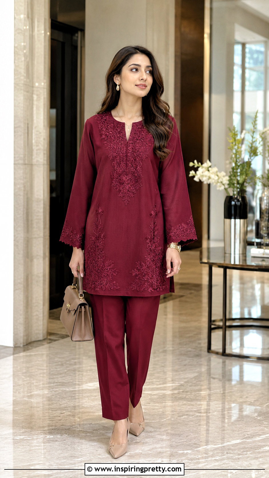 Monochrome Short Kurti With Straight Pants - 50 short kurti top outfit ideas
