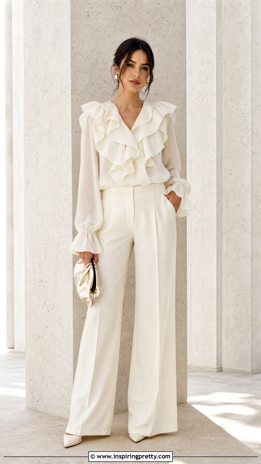 Monochrome Statement Top With Matching Trousers - 50 statement tops outfit ideas