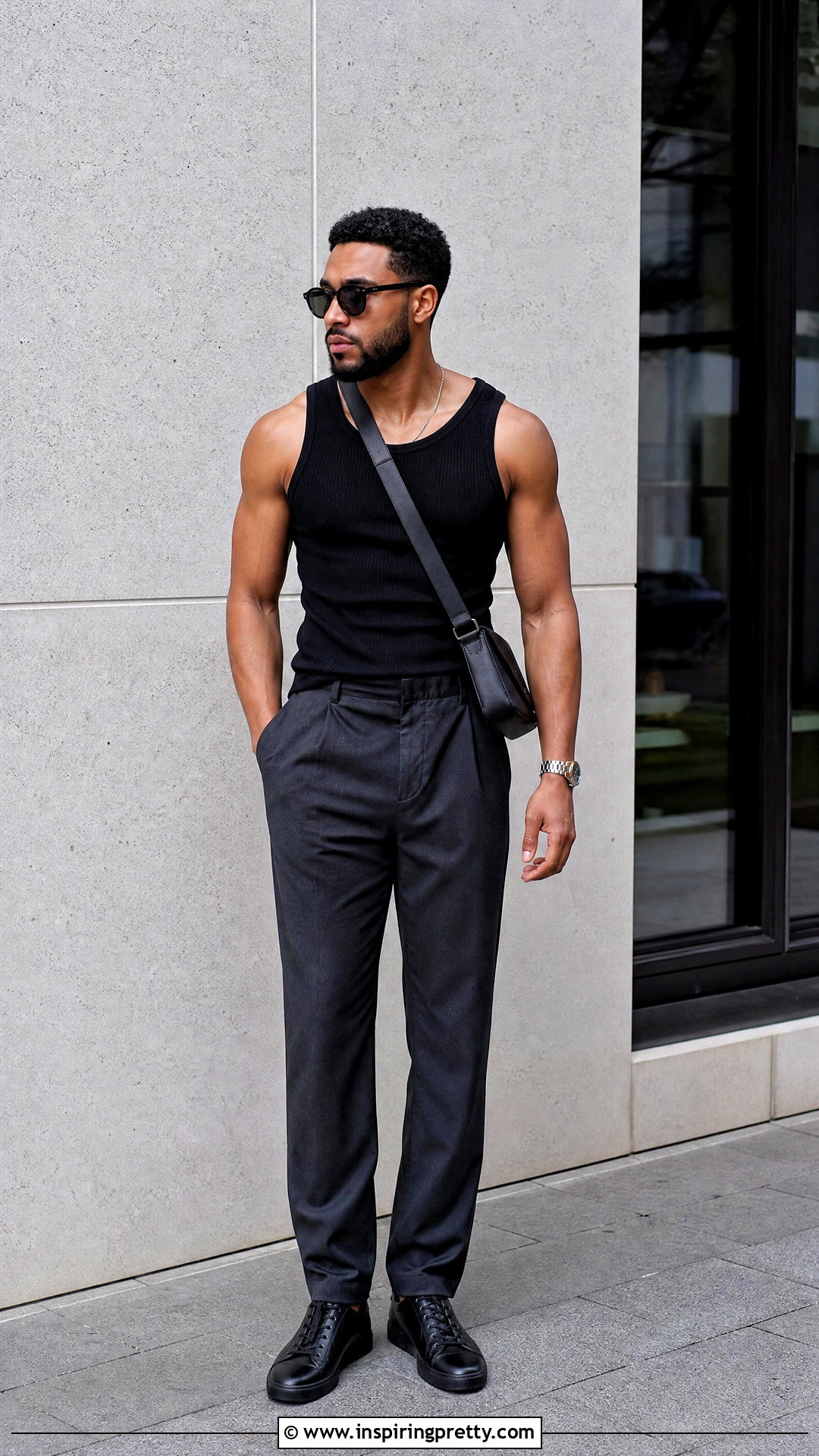 Monochrome Tank Top Outfit - how to wear a tank top men (20 ways)