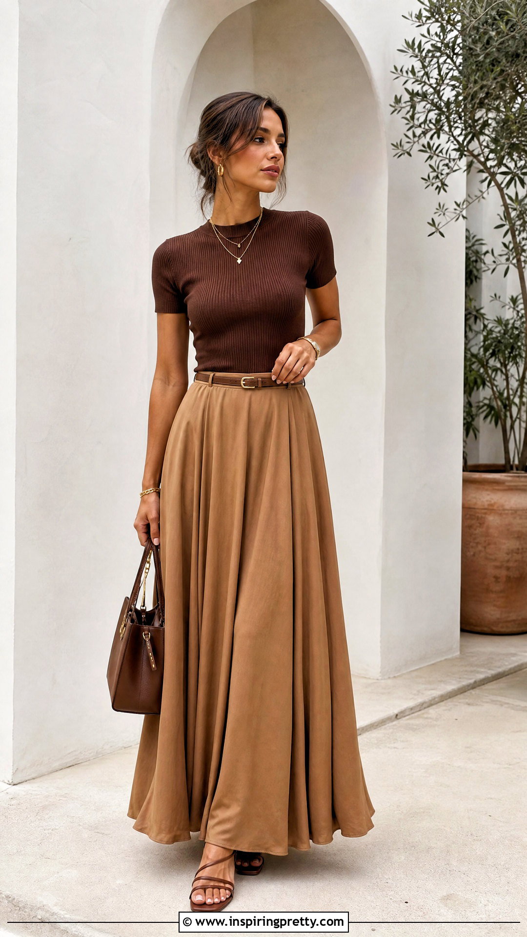 Monochrome Top And Maxi Skirt Outfit - 50 top and skirt outfits