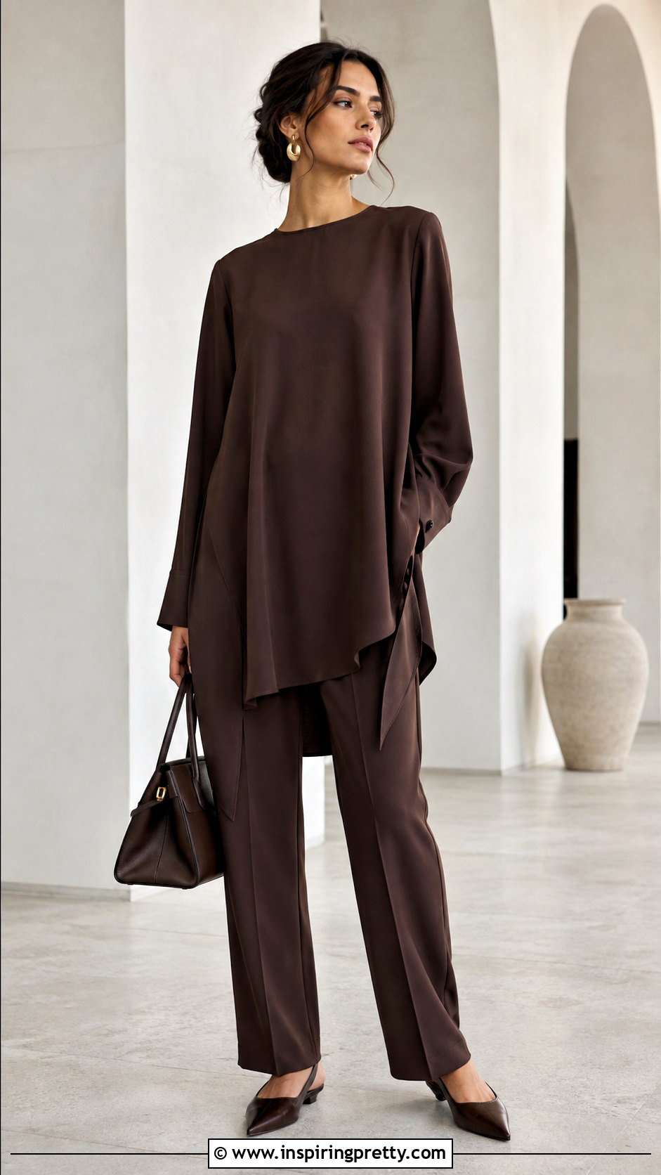 Monochrome Tunic Top With Trousers - 50 Tunic Top outfit ideas