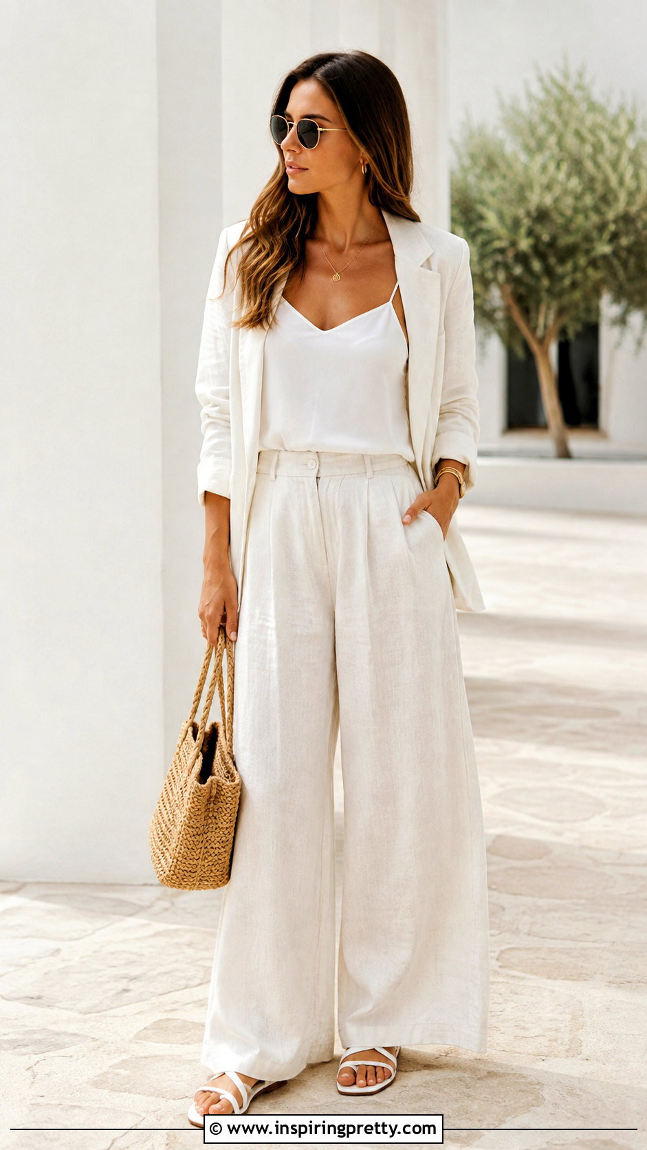 Monochrome White Strappy Top Outfit - 50 strappy top outfit ideas