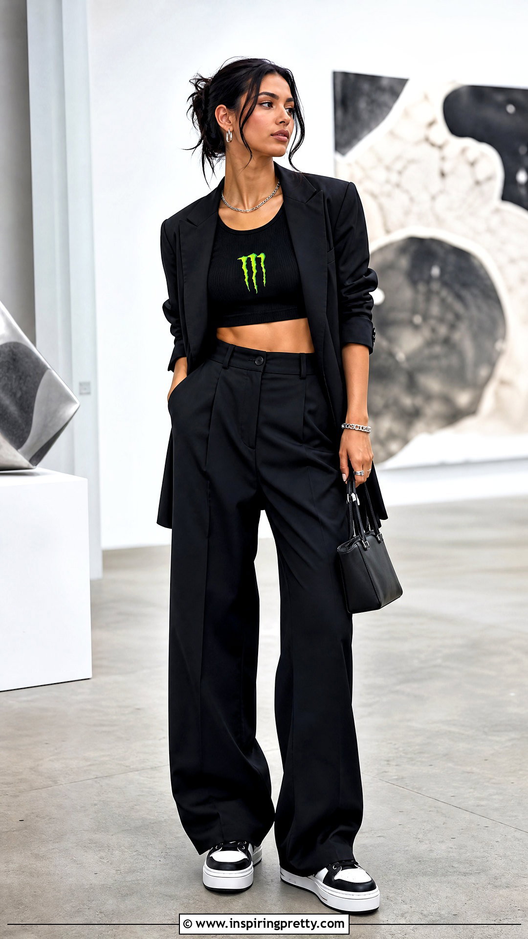 Monster Energy Crop Top With Blazer And Tailored Pants - 25 Monster Energy Crop Top outfit ideas