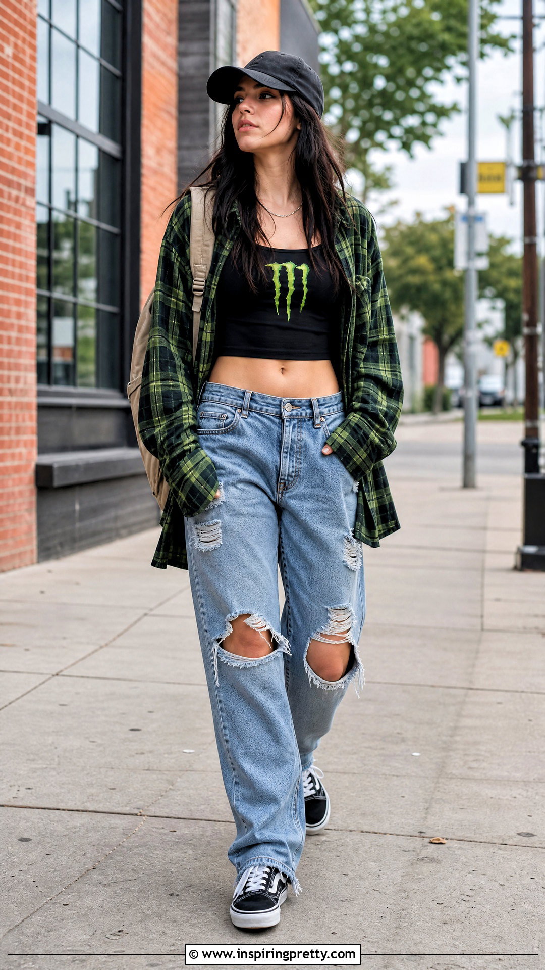 Monster Energy Crop Top With Flannel And Ripped Jeans - 25 Monster Energy Crop Top outfit ideas
