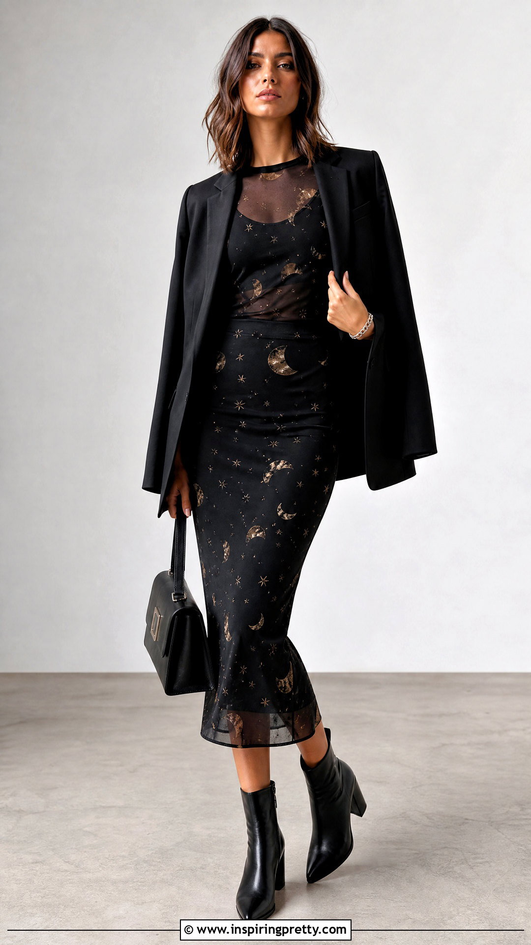 Moon Mesh Top With A Matching Moon Print Skirt - 25 moon mesh top outfit ideas
