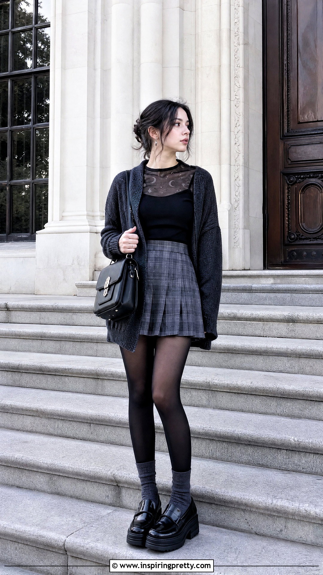 Moon Mesh Top With A Plaid Mini Skirt - 25 moon mesh top outfit ideas