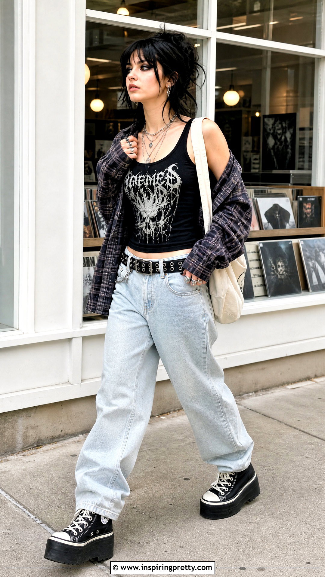 Motionless In White Tank Top With Baggy Blue Jeans - 20 Motionless In White Tank Top outfit ideas