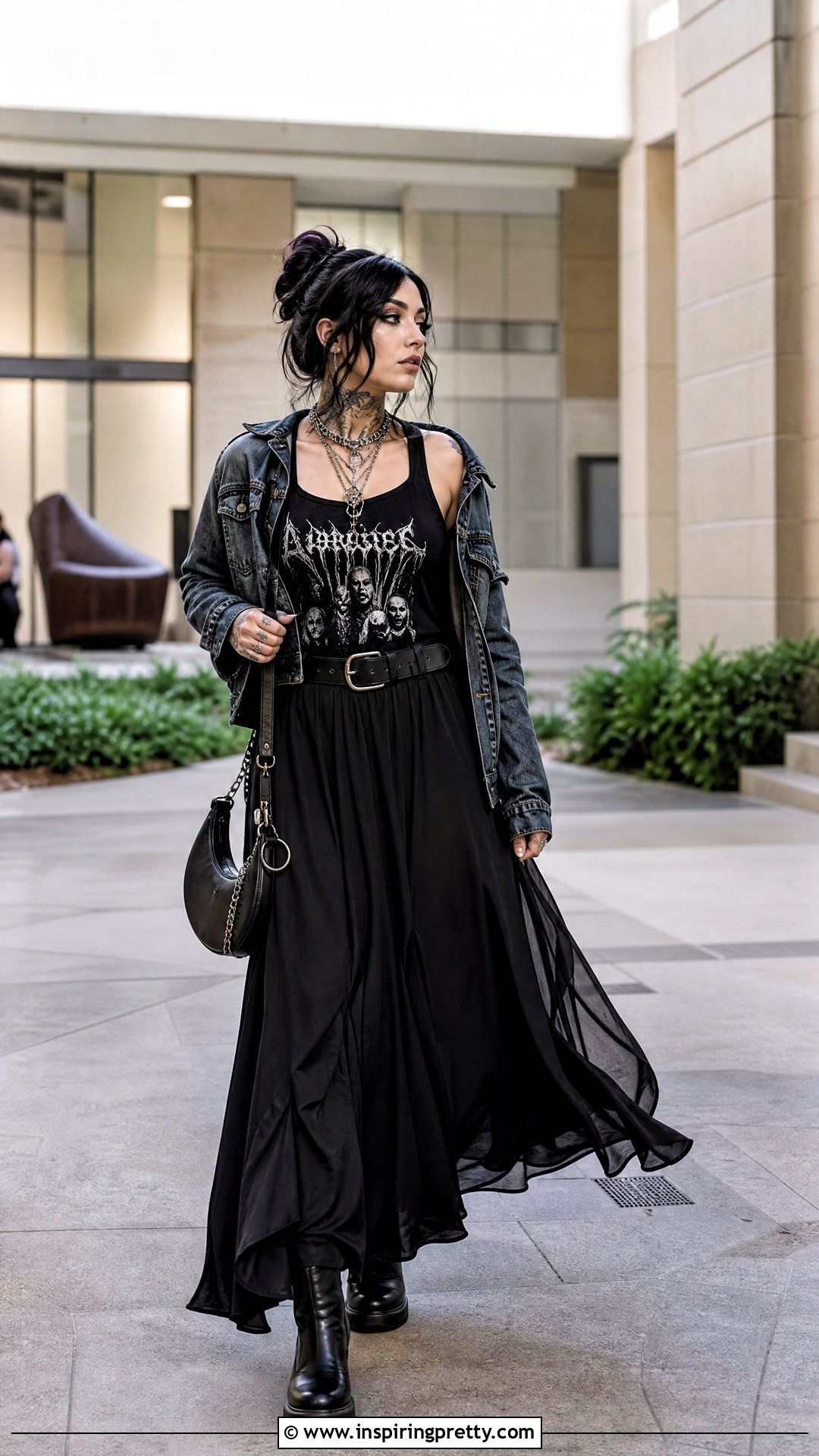Motionless In White Tank Top With Black Maxi Skirt - 20 Motionless In White Tank Top outfit ideas