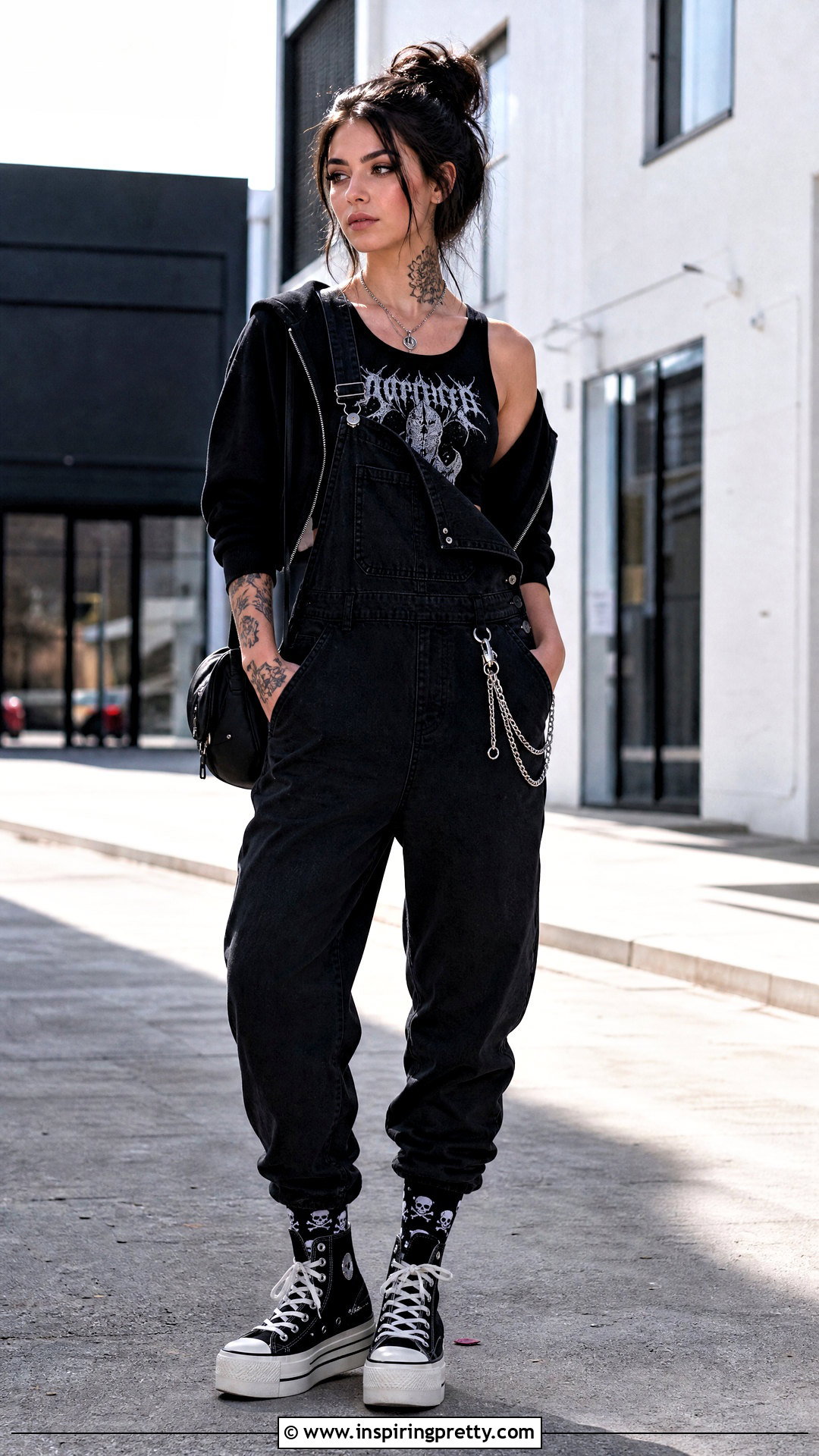 Motionless In White Tank Top With Black Overalls - 20 Motionless In White Tank Top outfit ideas