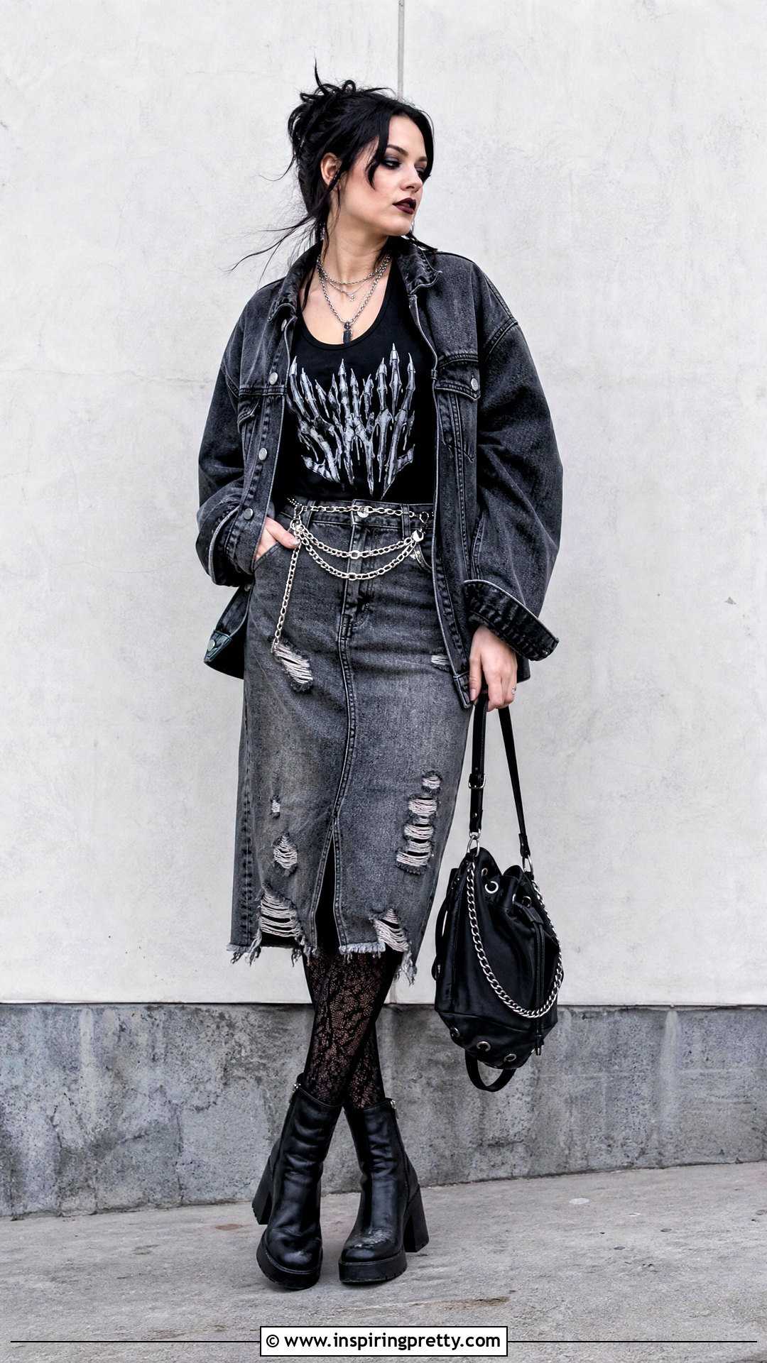 Motionless In White Tank Top With Distressed Denim Skirt - 20 Motionless In White Tank Top outfit ideas