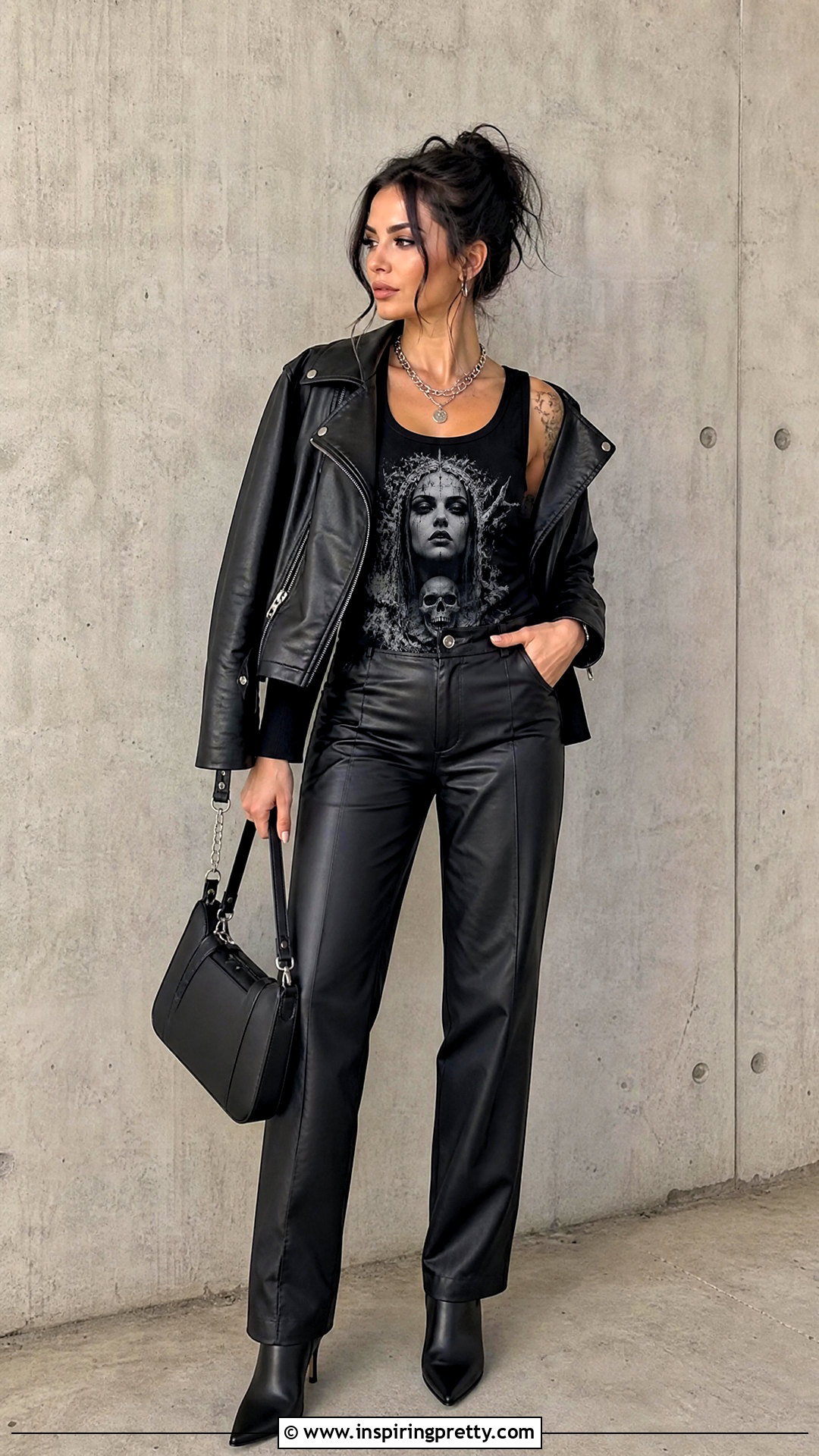 Motionless In White Tank Top With Faux Leather Pants - 20 Motionless In White Tank Top outfit ideas