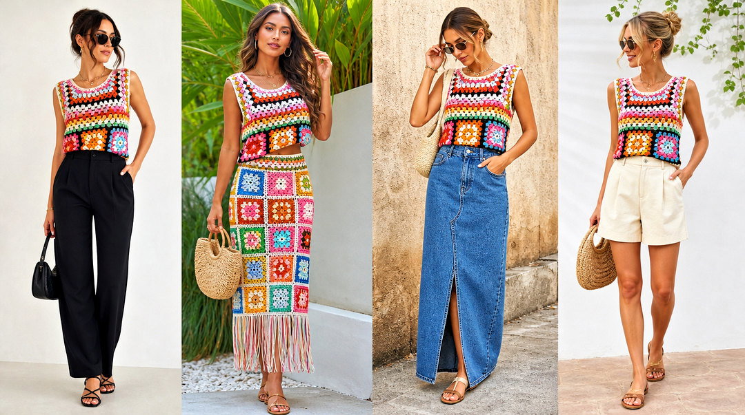 20 Multicolor Crochet Top Outfit Ideas for Festival Season