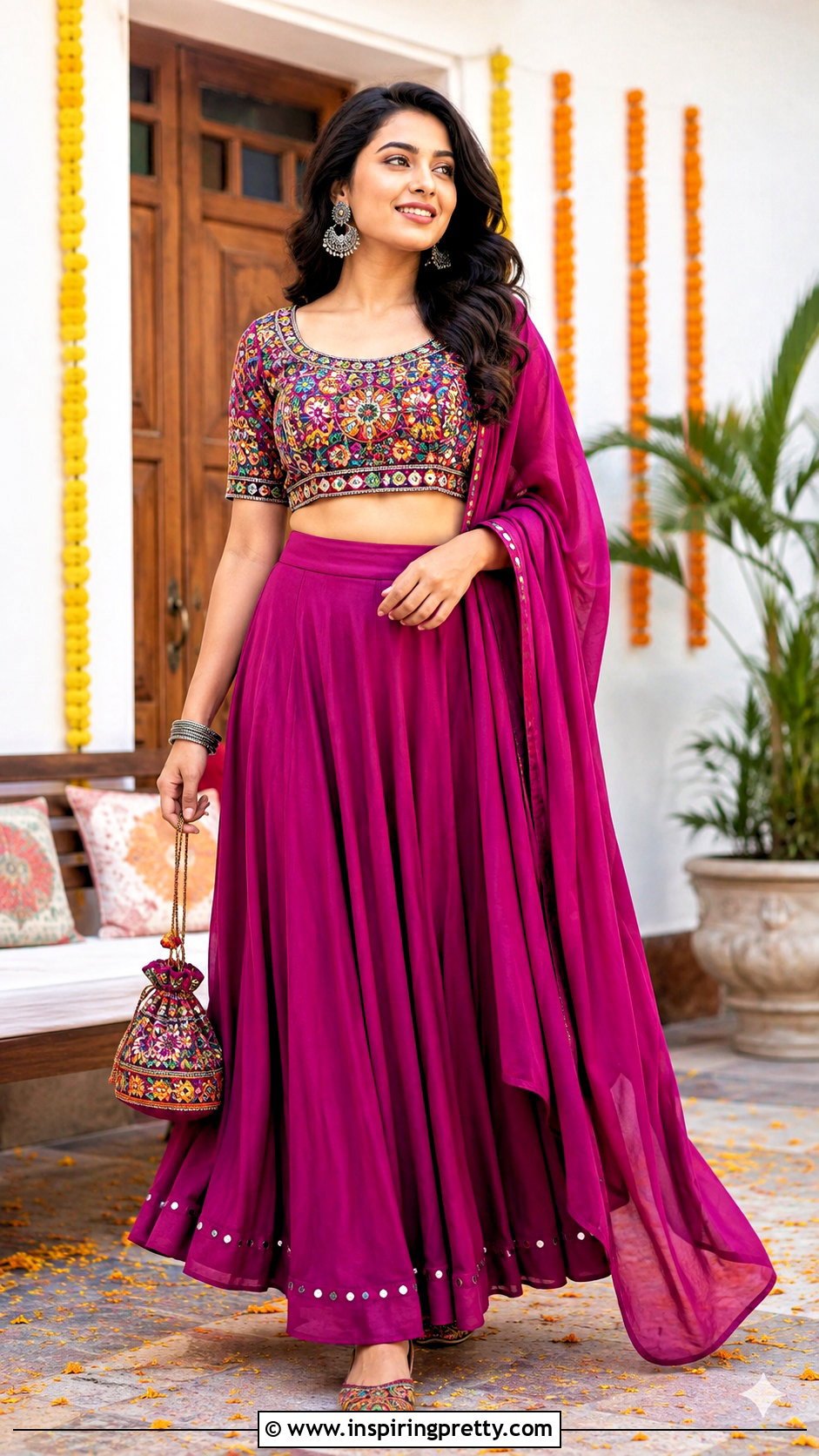 Multicolor Crop Top With Solid Ghagra - 25 ghagra blouse designs crop tops outfit ideas