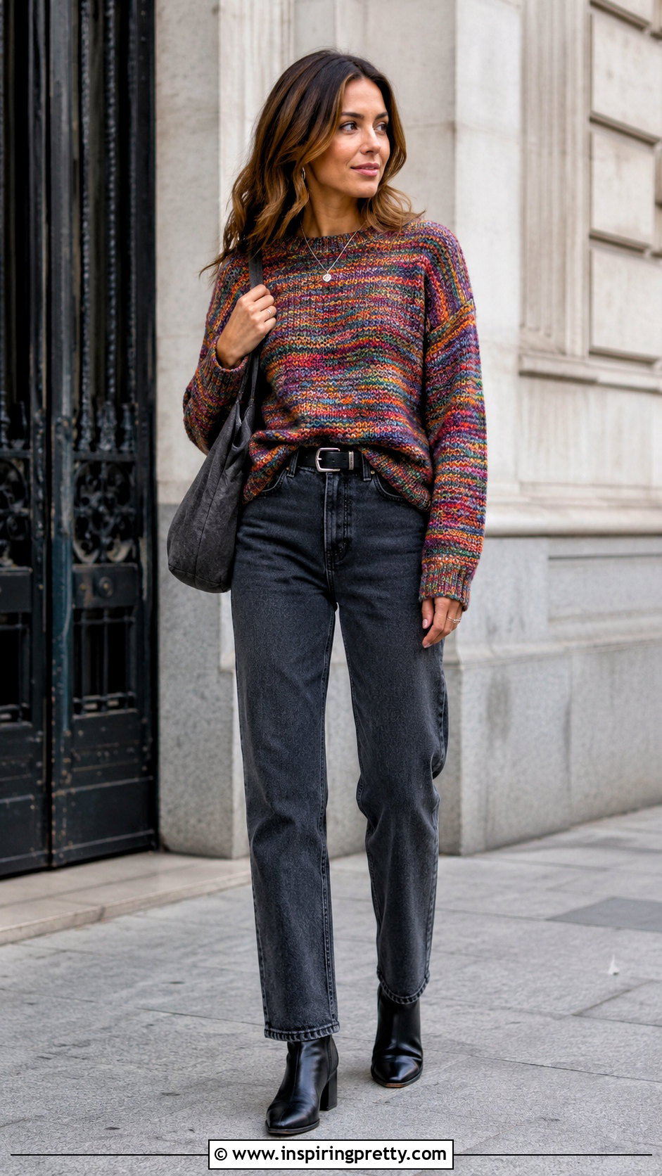 Multicolor Fashion Top With Gray Jeans - 20 multicolor fashion top outfit ideas