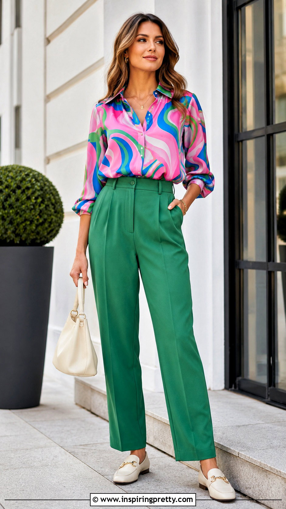 Multicolor Fashion Top With Matching Color Pants - 20 multicolor fashion top outfit ideas