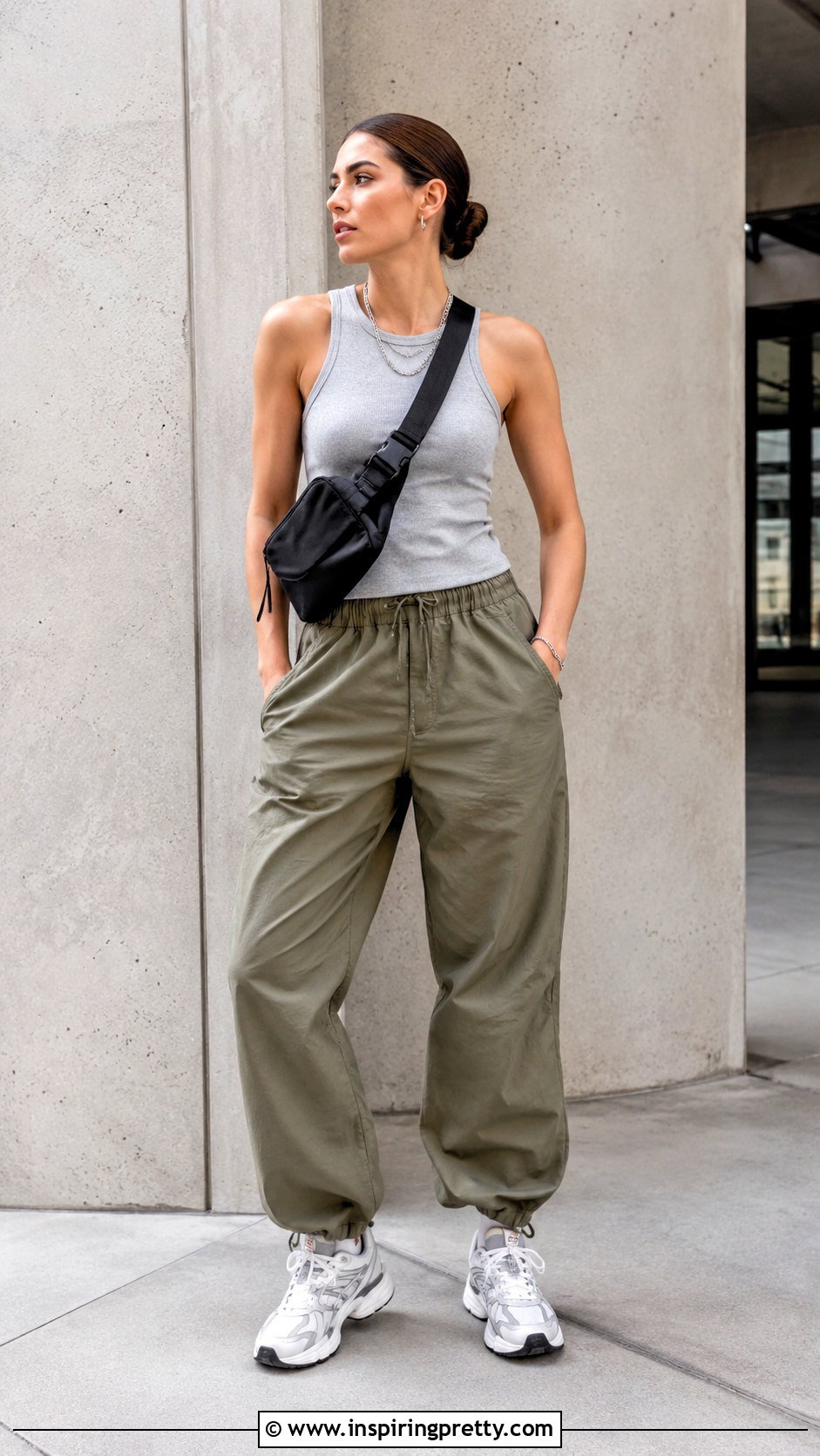 Muscle Tank Top With Parachute Pants - 50 cute tank tops outfit ideas