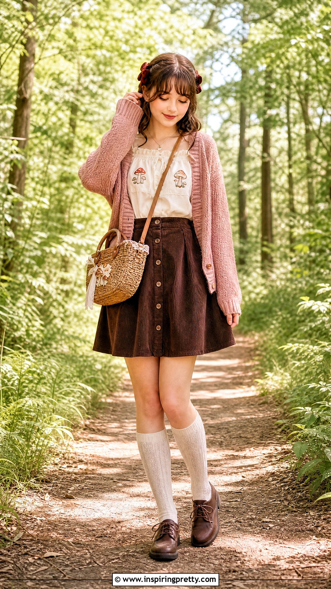 Mushroom Cutecore Top With Brown Skirt - 50 Cutecore Top outfit ideas