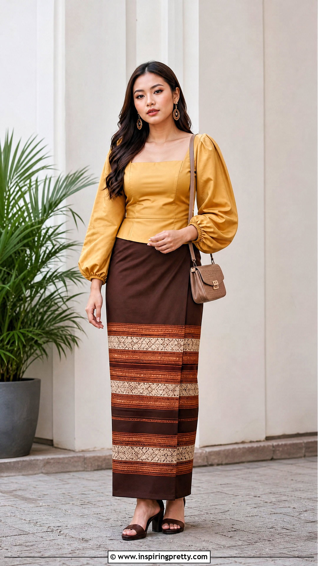 Mustard Balloon Sleeve Mizo Top With Brown Puan - 50 mizo tops designs