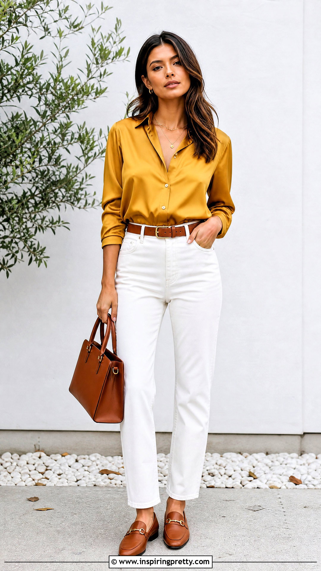 Mustard Silk Top With White Jeans - 20 Mustard Silk Top outfit ideas