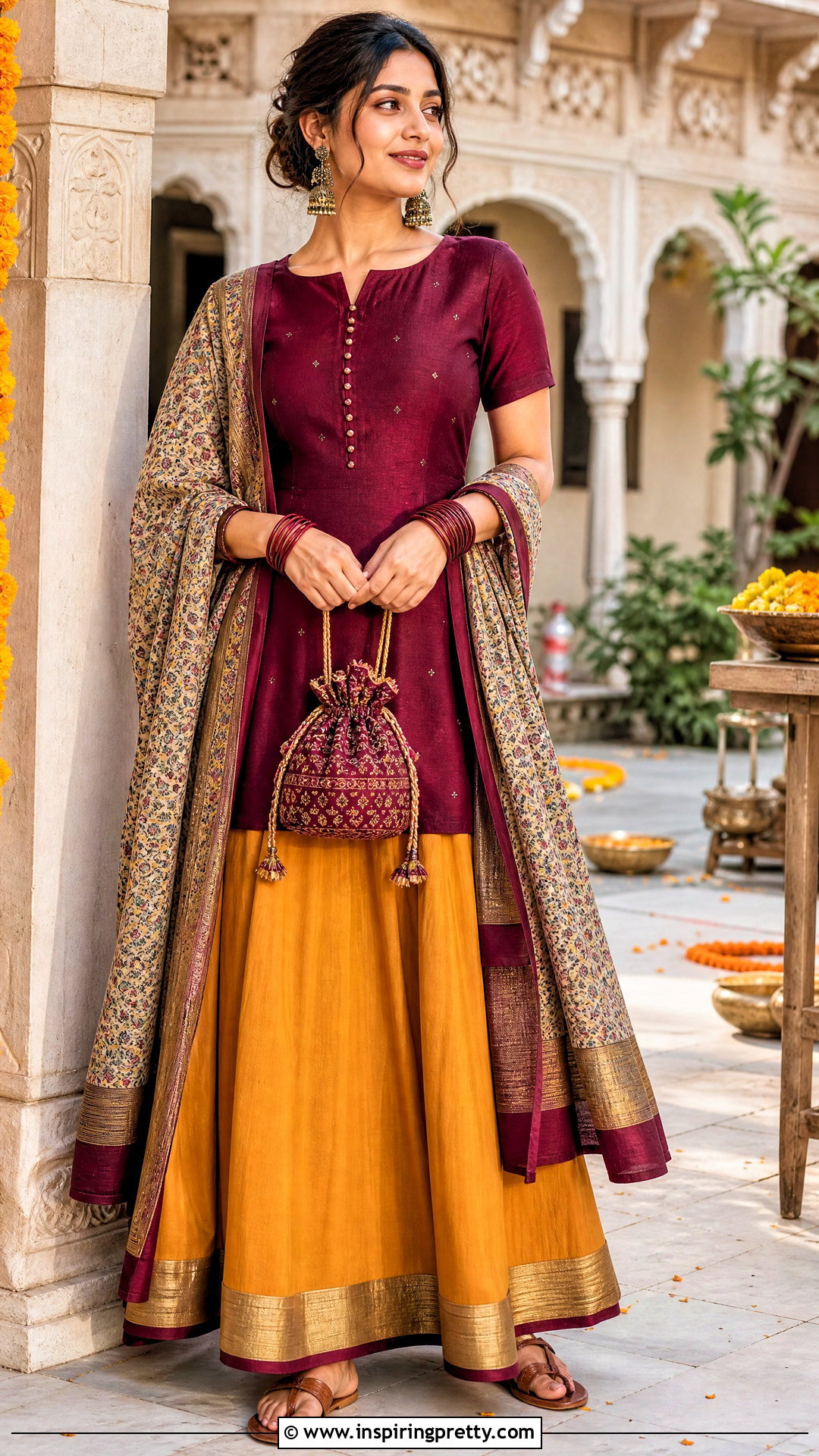 Mustard Skirt With Maroon Top - 50 skirt top indian outfit traditional ideas