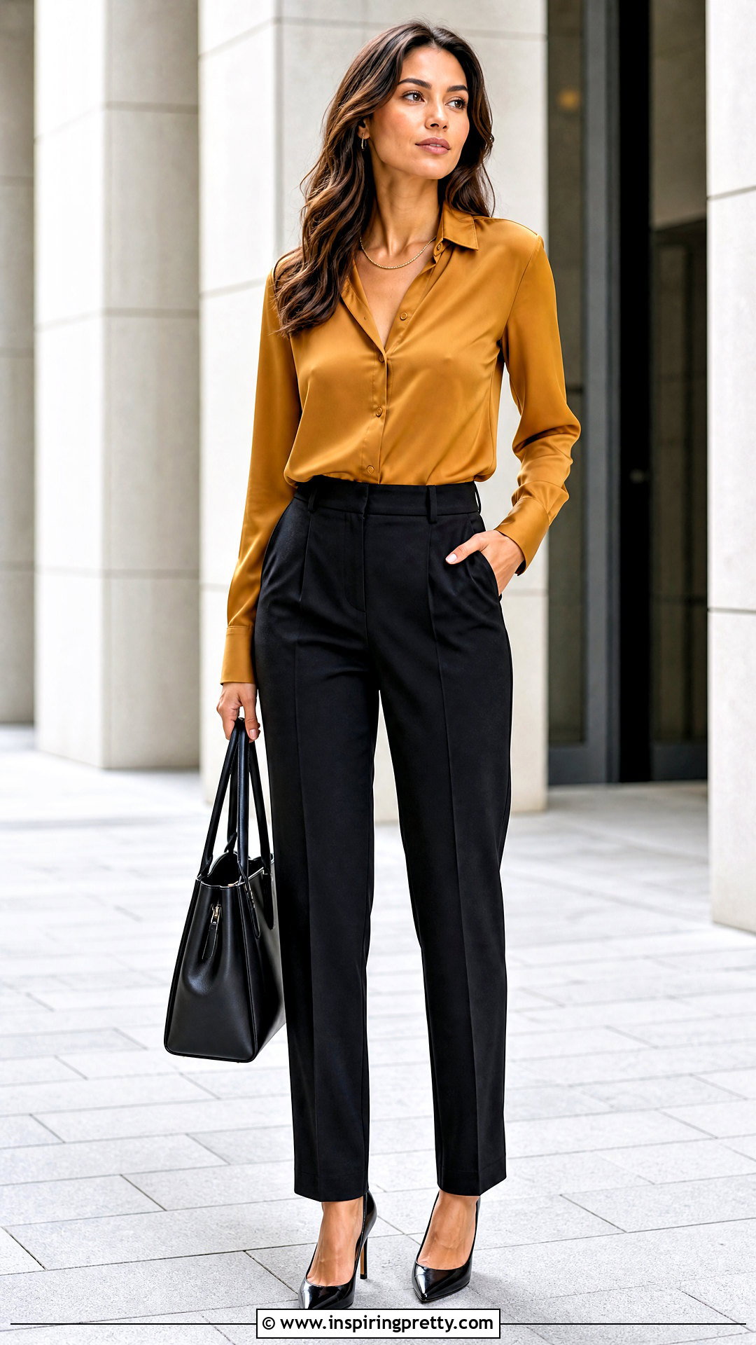 Mustard Top With Black Trousers - how to style mustard tops (20 ways)