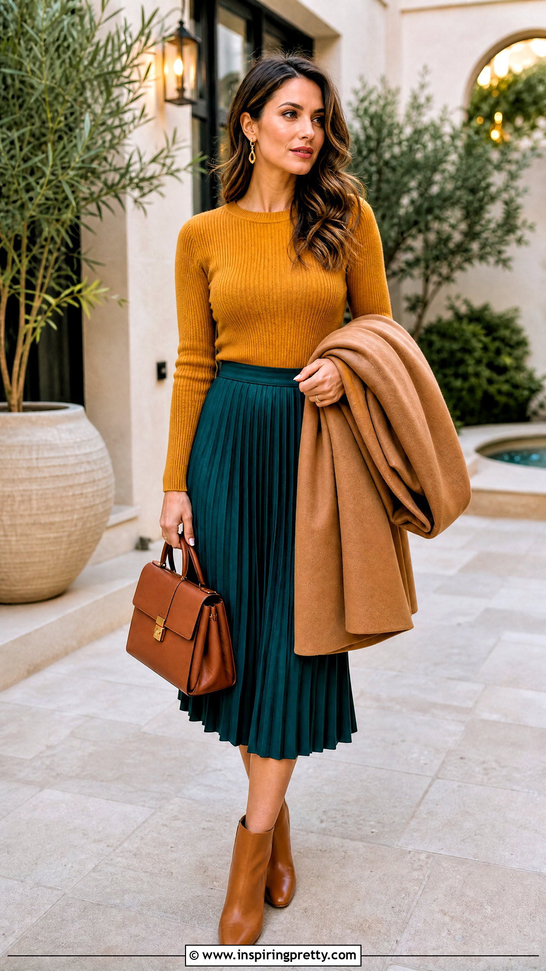 Mustard Top With Teal Midi Skirt - how to style mustard tops (20 ways)