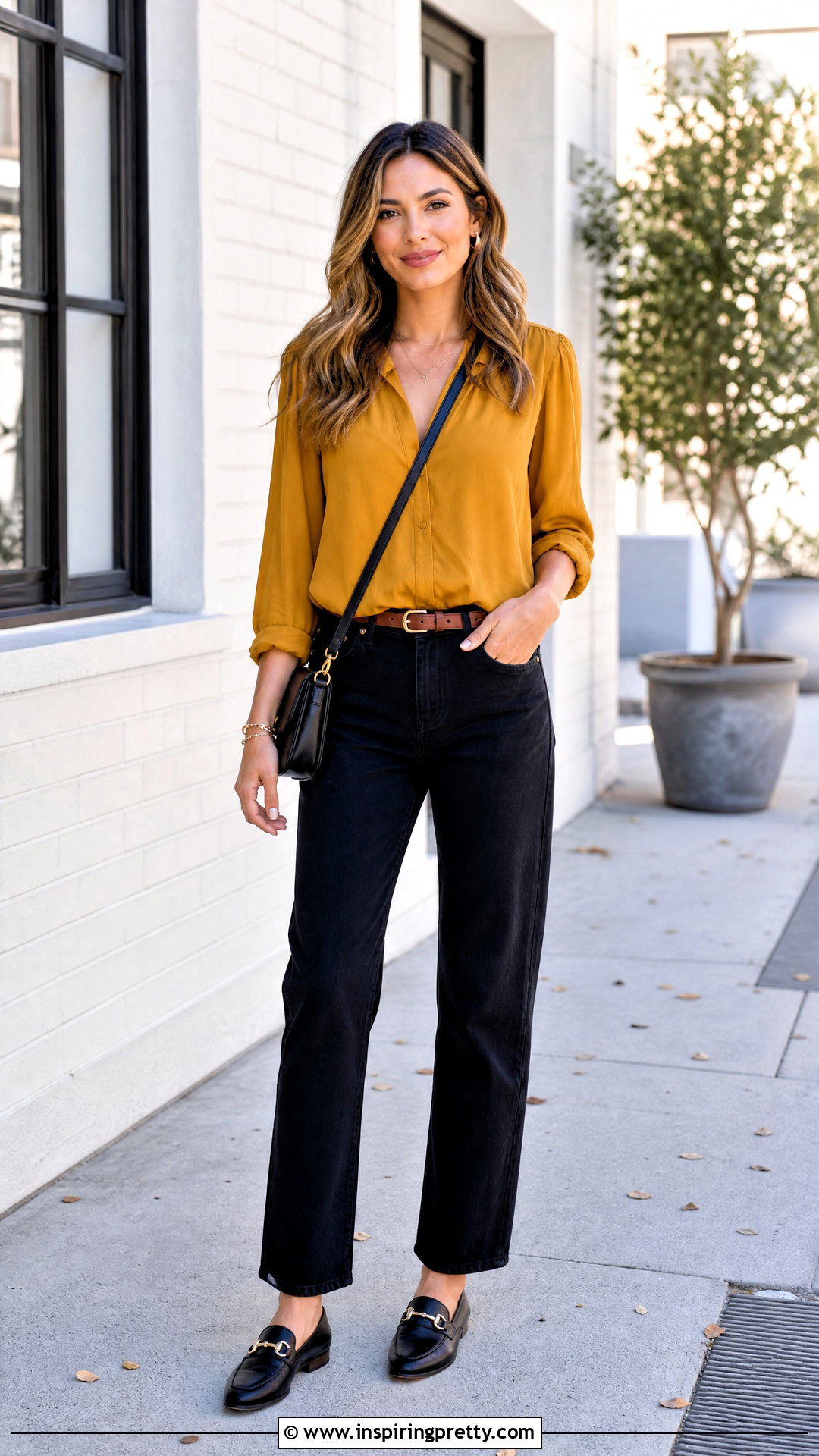 Mustard Yellow Top With Black Jeans - 20 Casual Mustard Yellow Top outfit ideas
