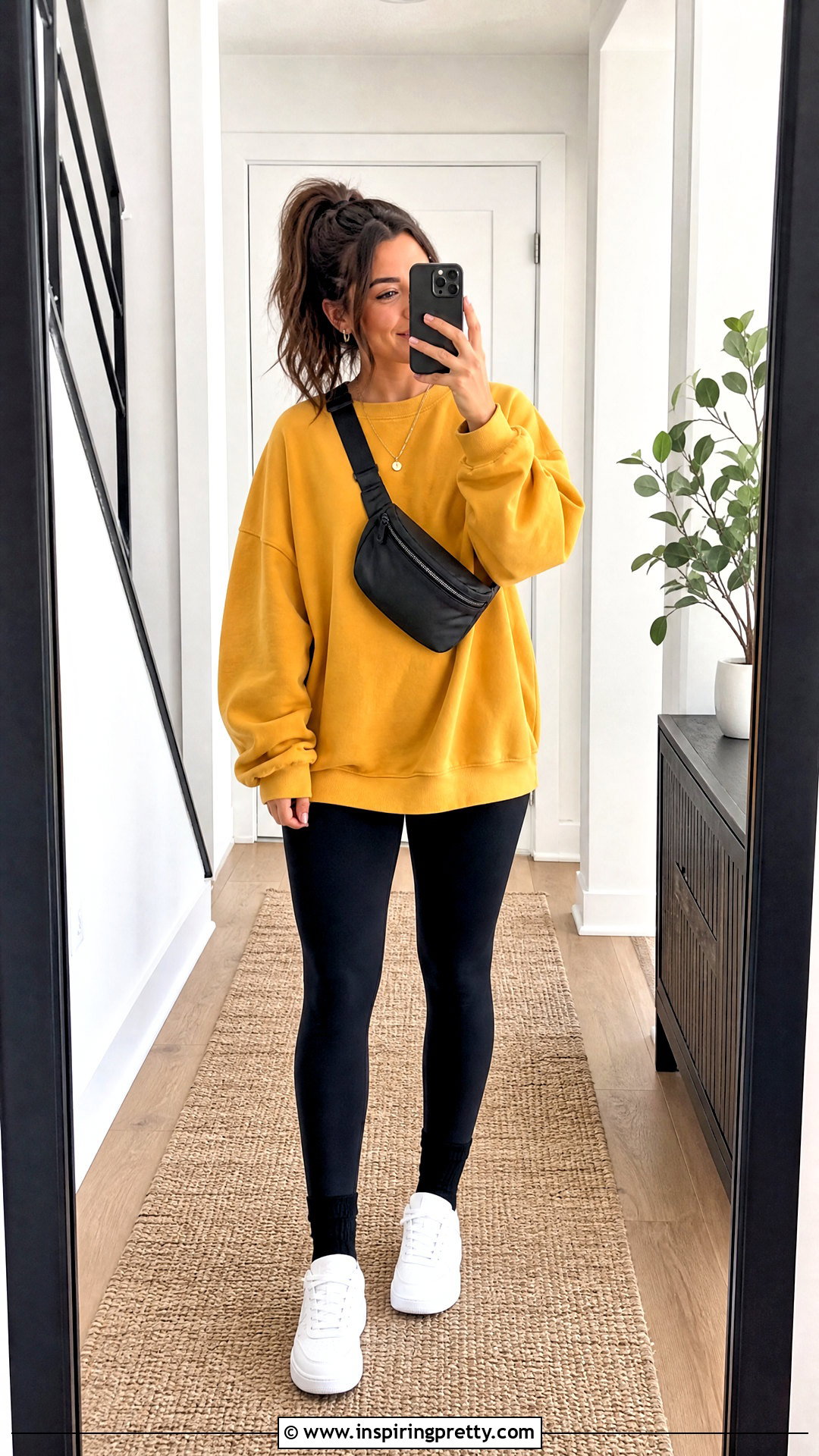 Mustard Yellow Top With Black Leggings - 20 Casual Mustard Yellow Top outfit ideas