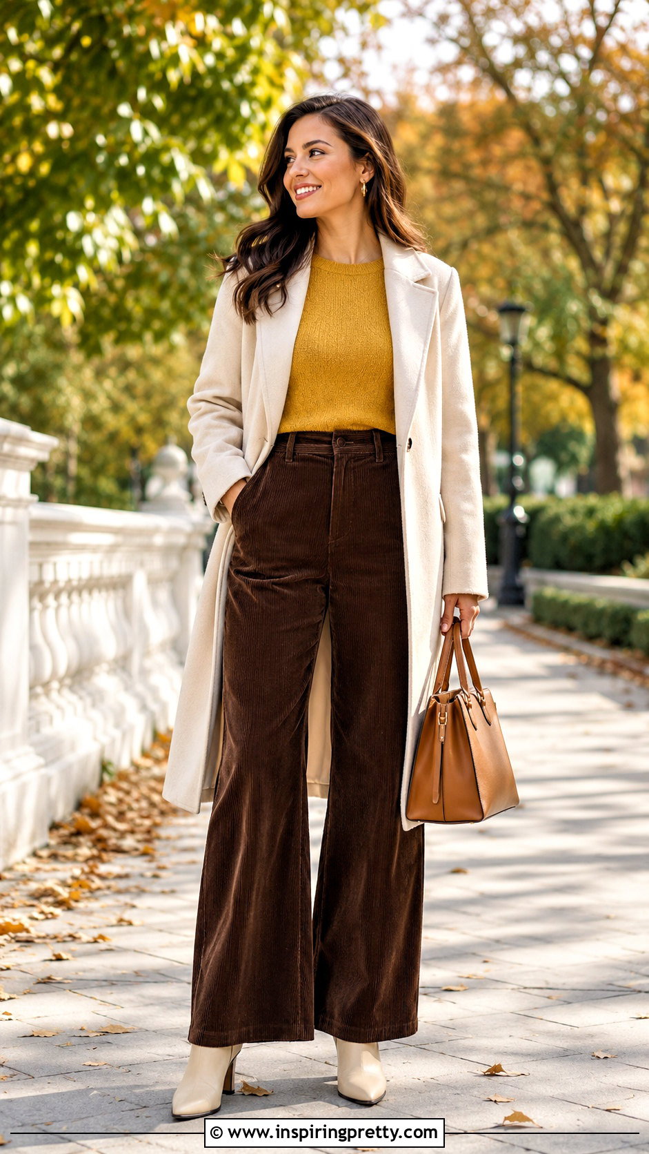 Mustard Yellow Top With Brown Corduroy Pants - 20 mustard yellow fashion top outfit ideas