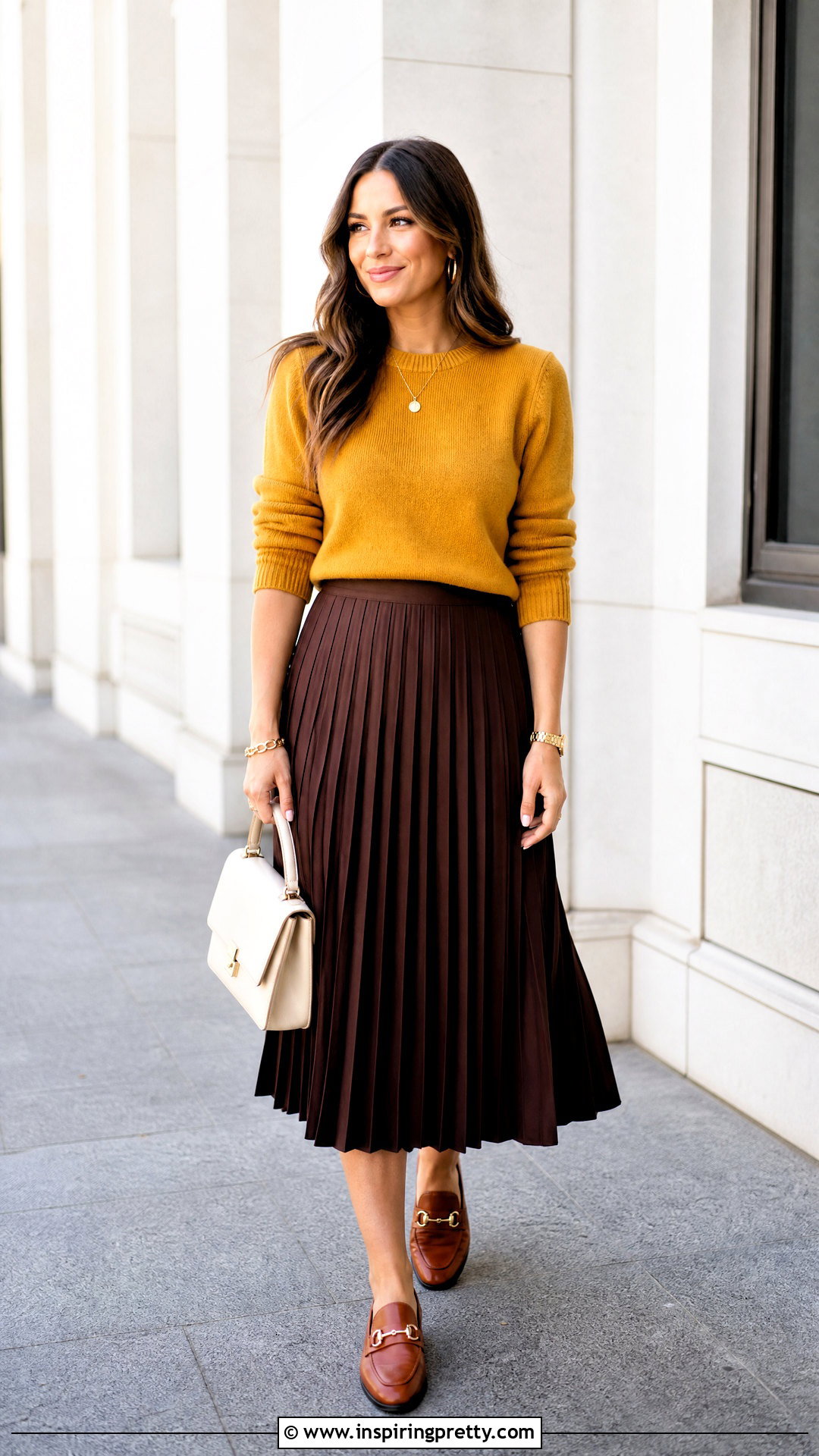 Mustard Yellow Top With Brown Skirt - what color top goes with brown skirt (25 ways)