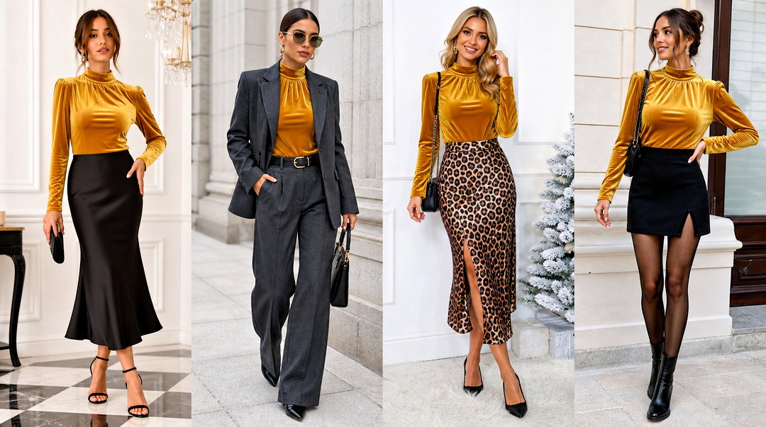 20 Mustard Yellow Velvet Top Outfit Ideas: Luxe Fall Looks