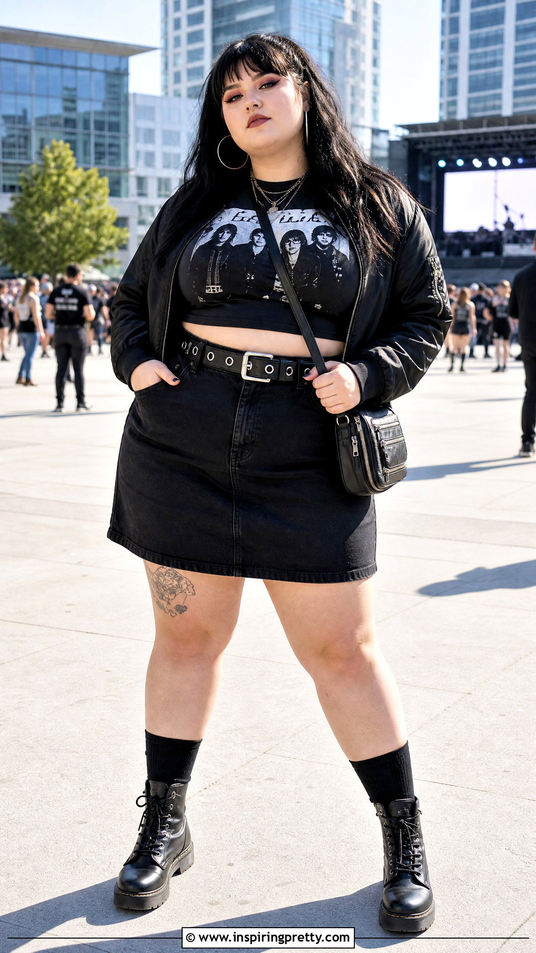 My Chemical Romance Crop Top With Black Denim Skirt - 25 My Chemical Romance Crop Top outfit ideas
