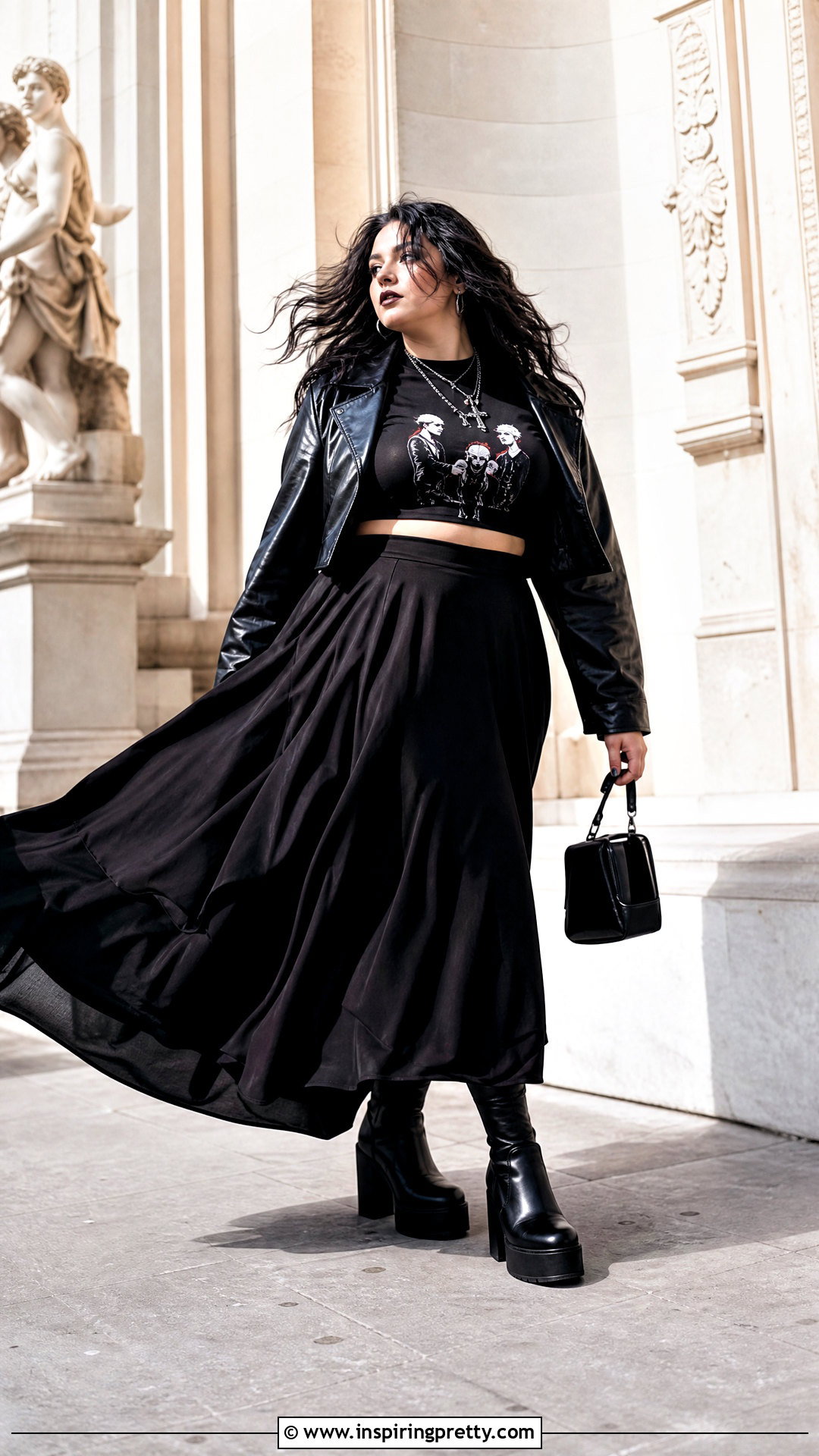 My Chemical Romance Crop Top With Black Maxi Skirt - 25 My Chemical Romance Crop Top outfit ideas